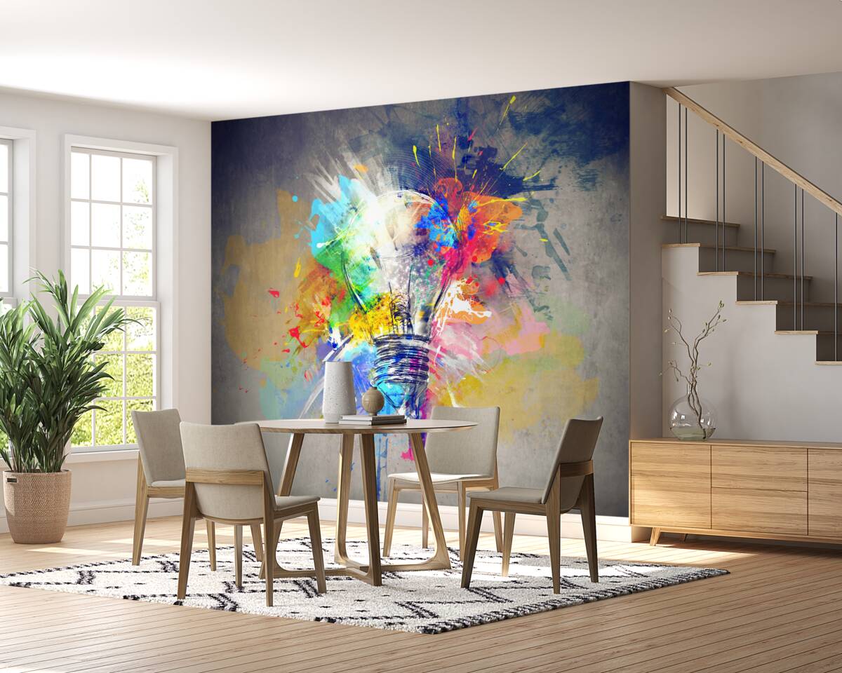 Fotobehang felgekleurde lamp