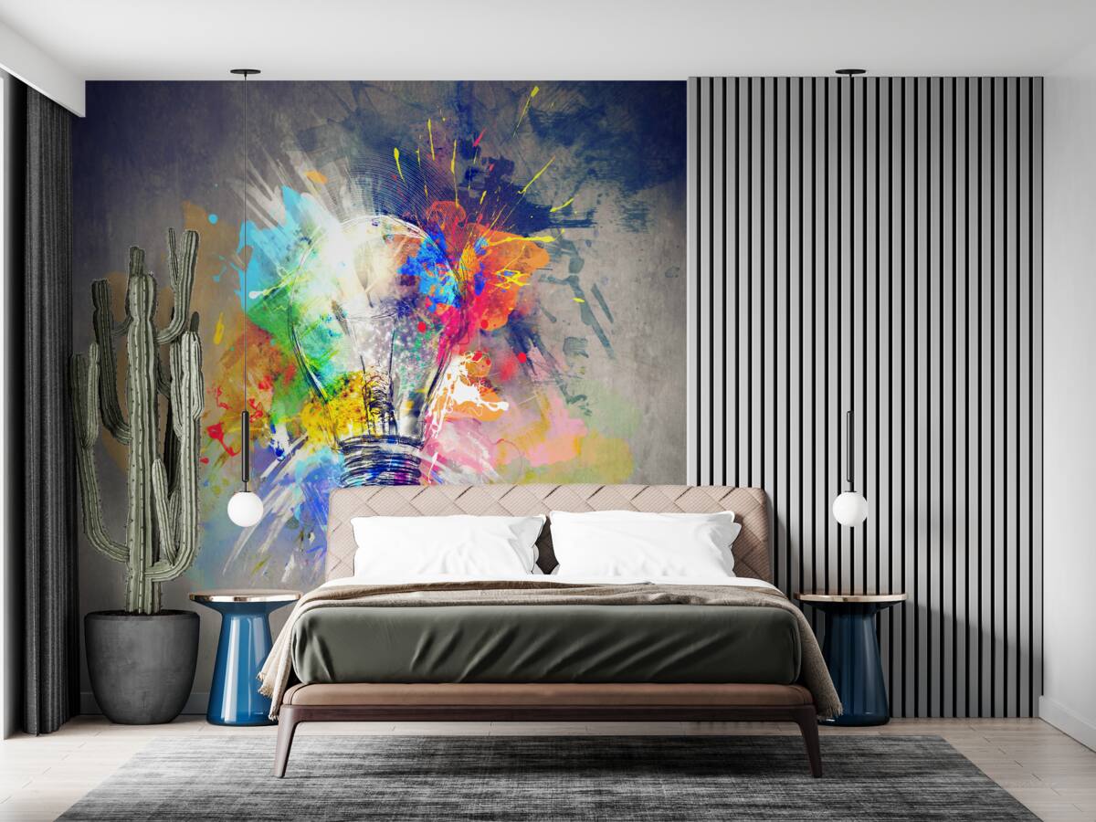 Fotobehang felgekleurde lamp