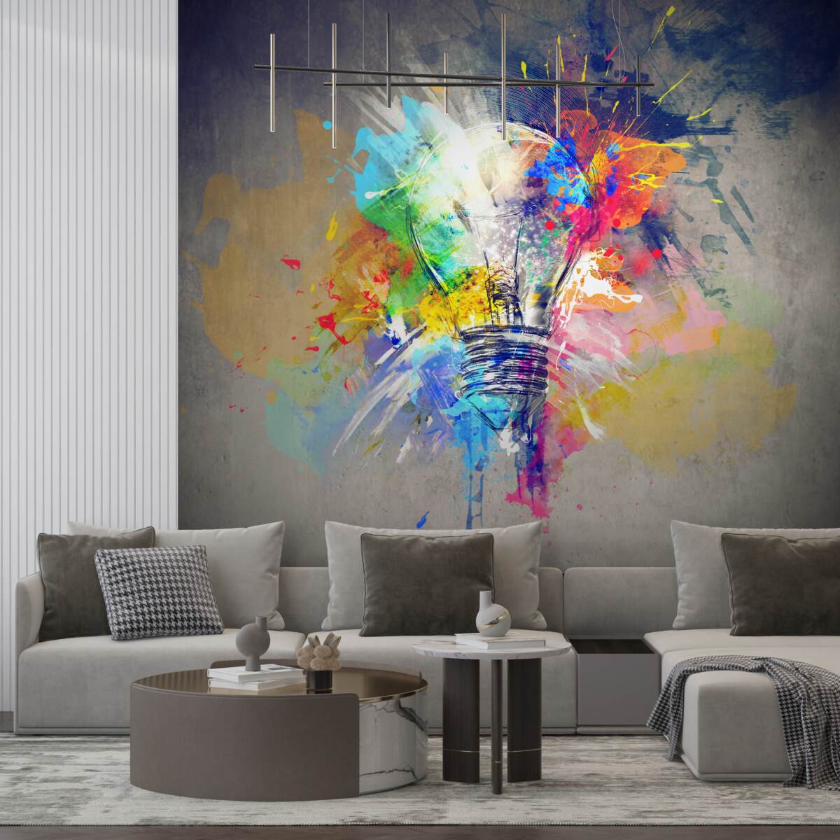 Fotobehang felgekleurde lamp