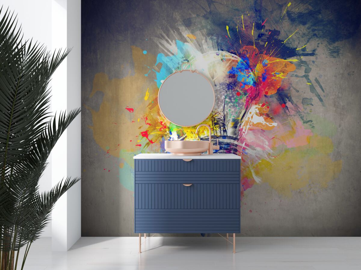 Fotobehang felgekleurde lamp