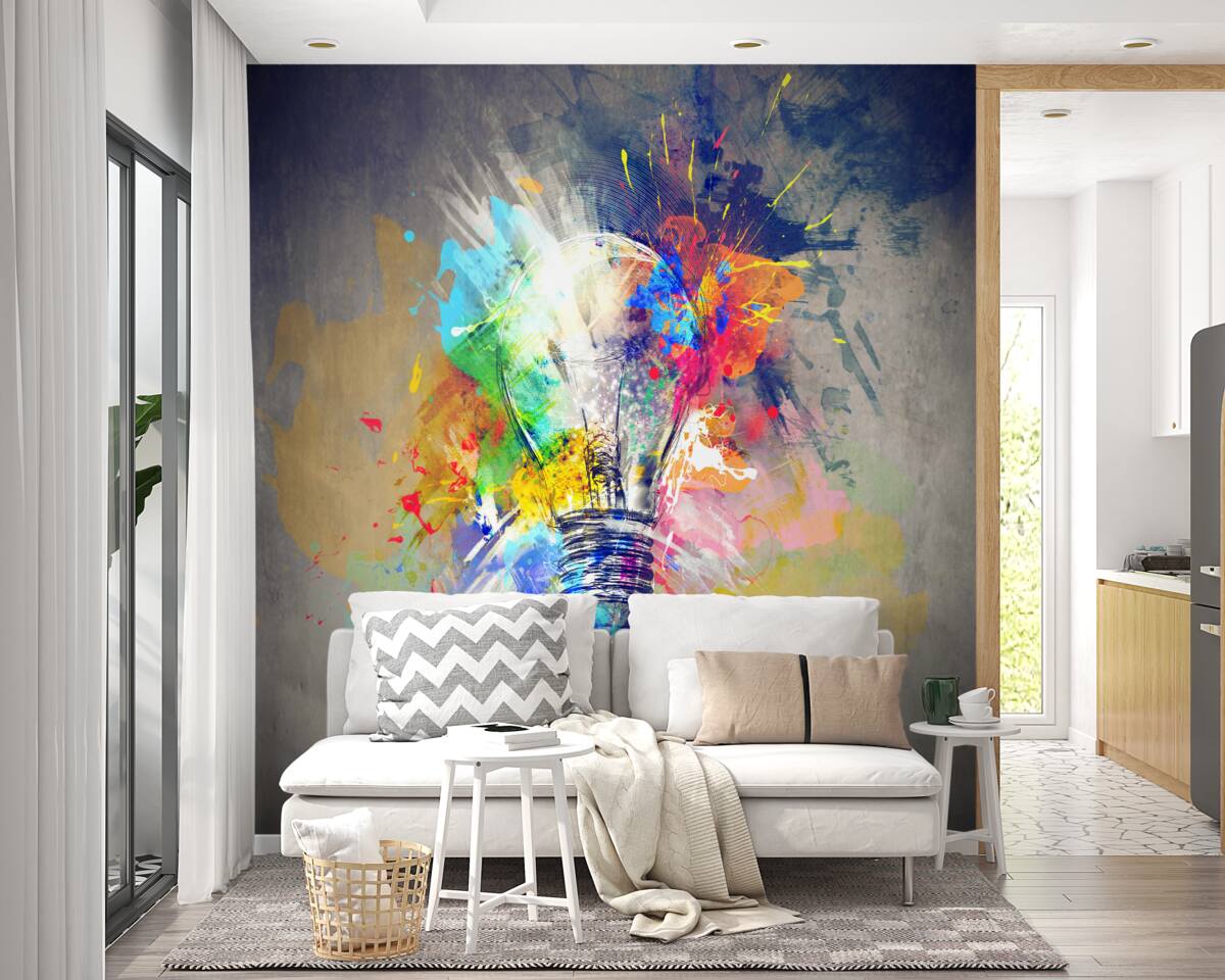 Fotobehang felgekleurde lamp