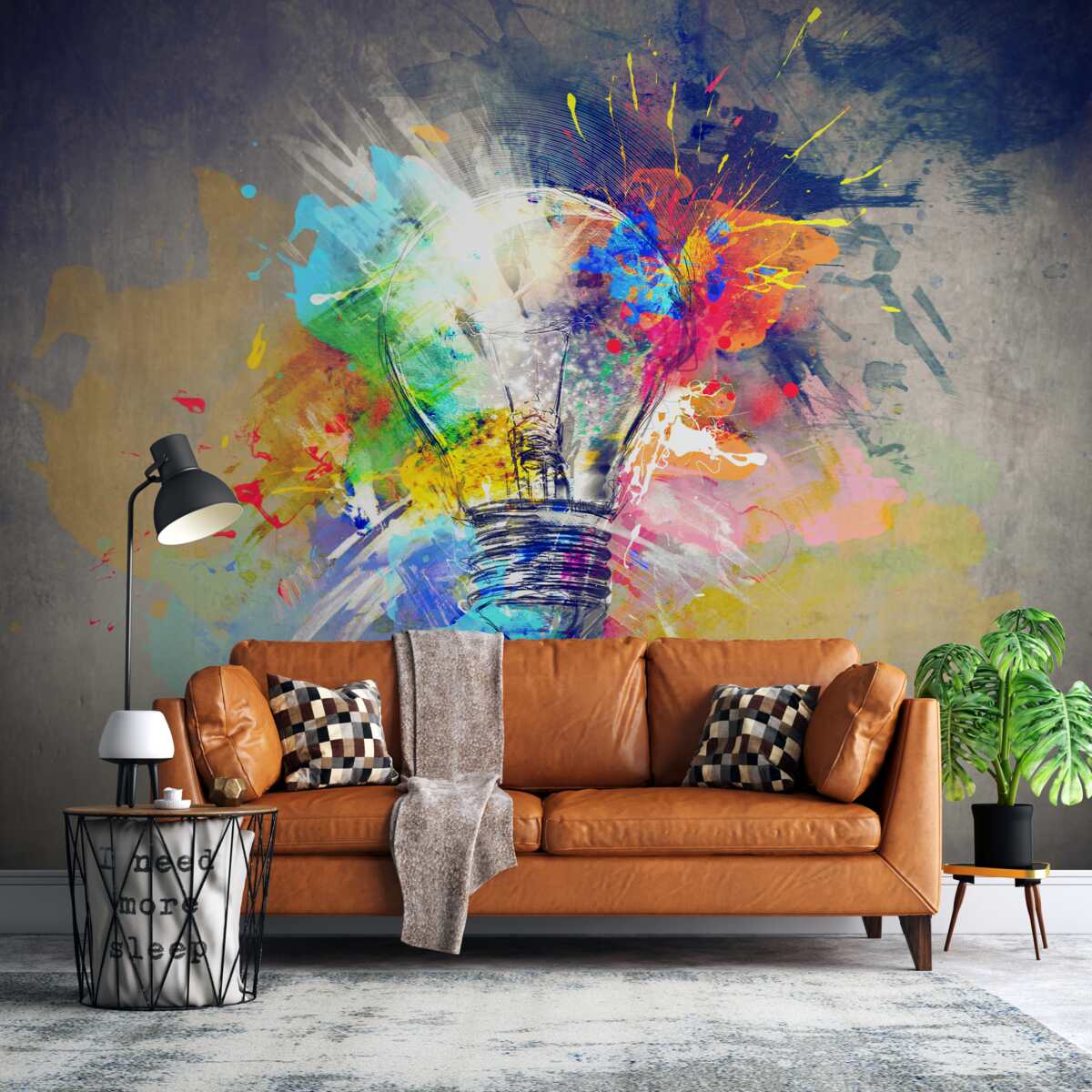 Fotobehang felgekleurde lamp