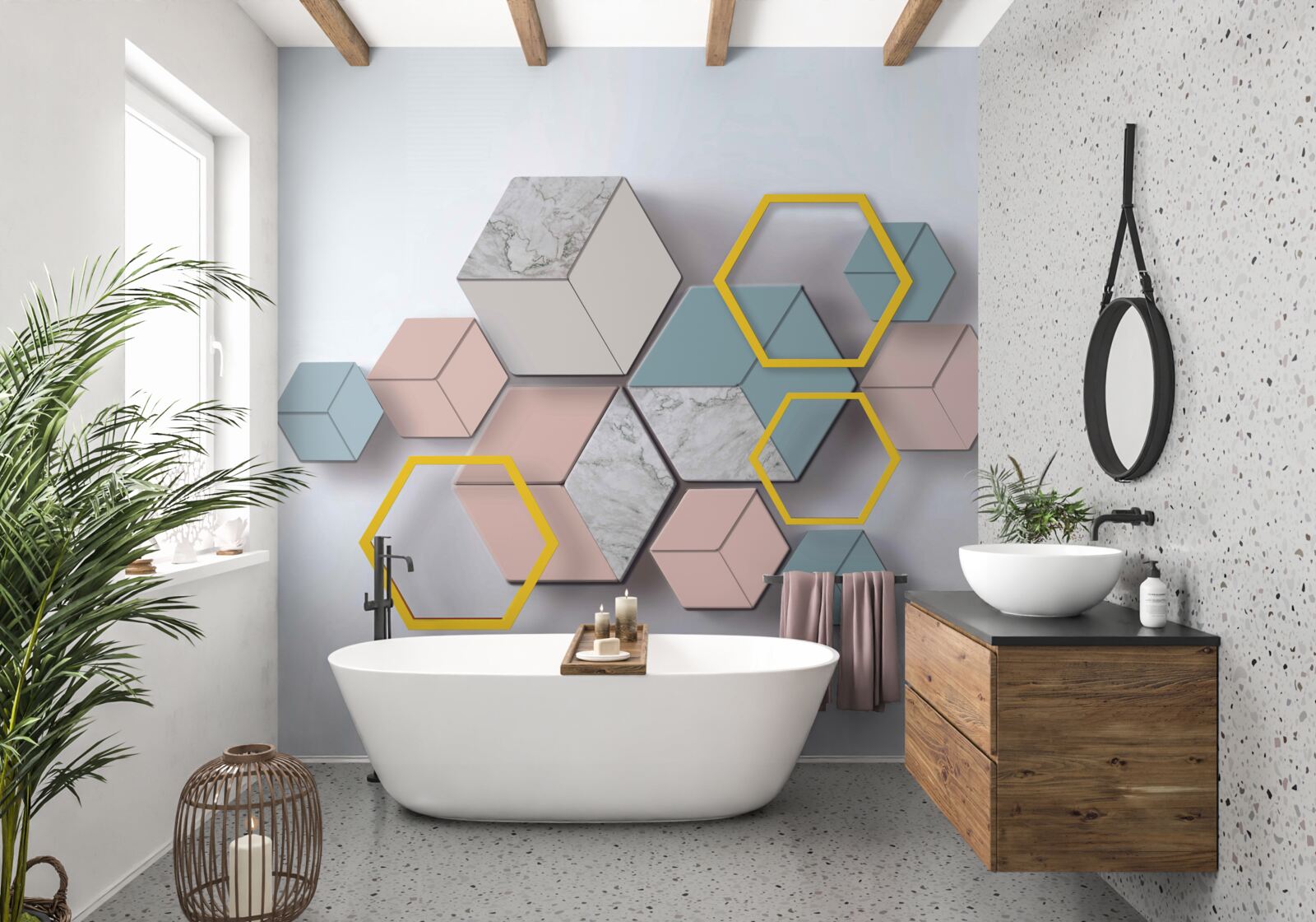 Fotobehang compositie van veelkleurige rechthoeken