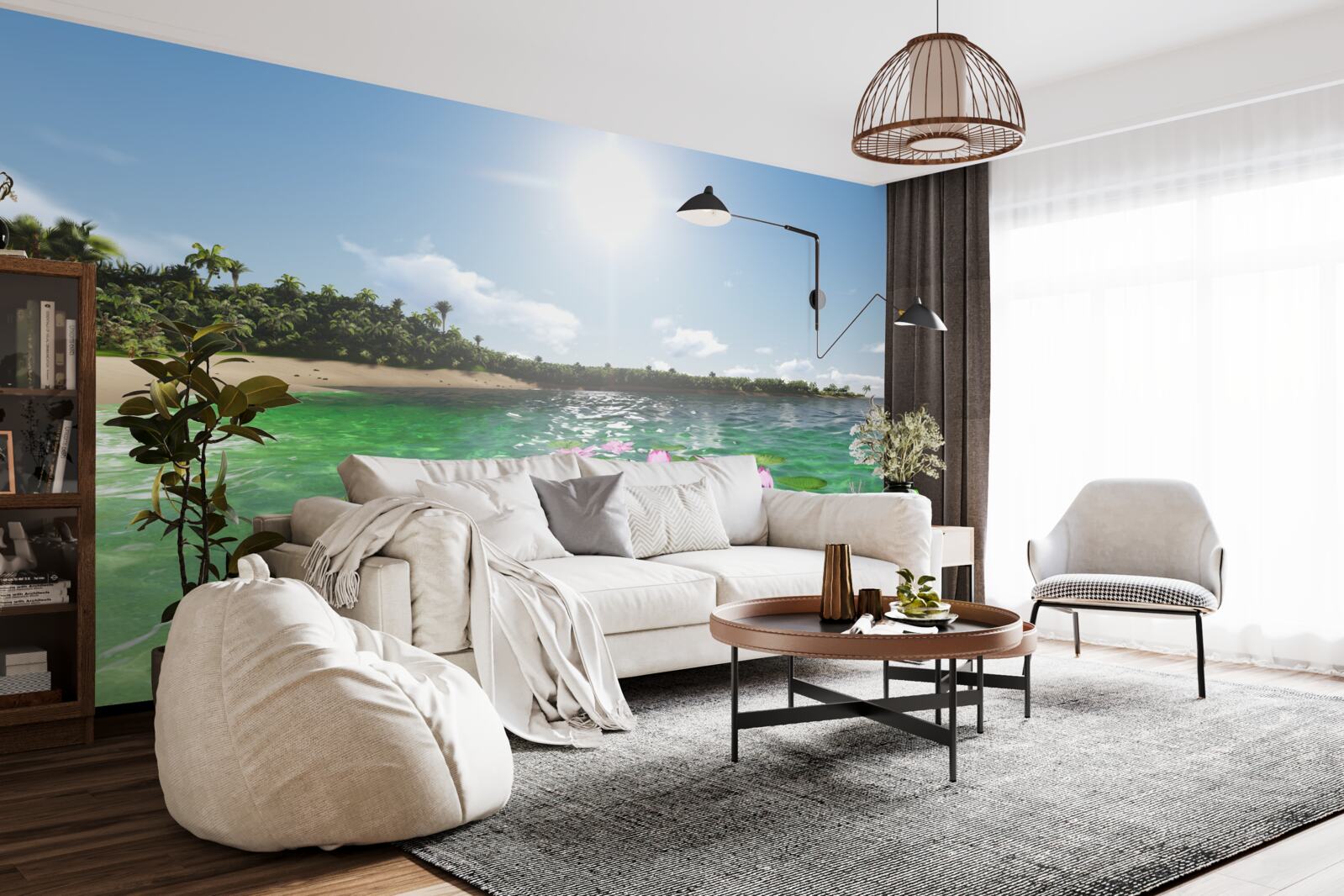 Fotobehang roze lotussen op het wateroppervlak