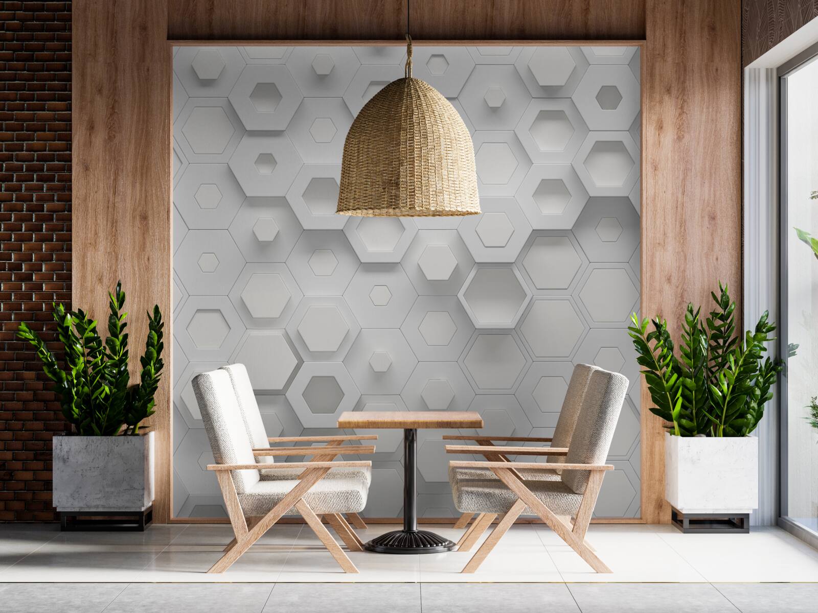 Fotobehang uitgebreide witte patronen