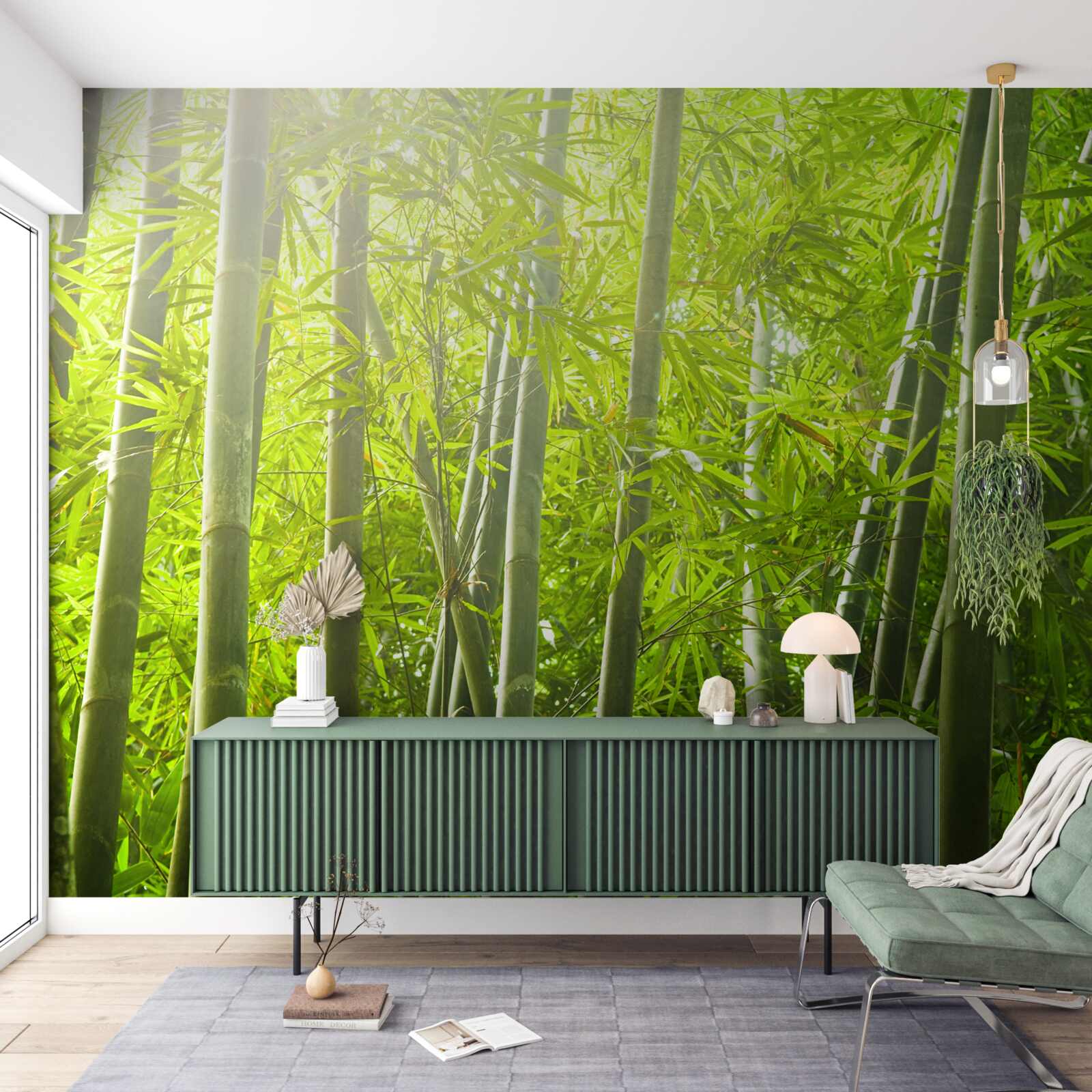 Fotobehang dichte bamboebossen