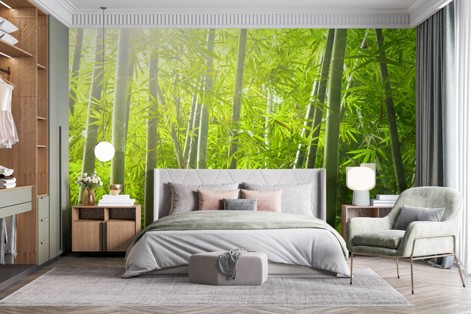 Fotobehang dichte bamboebossen