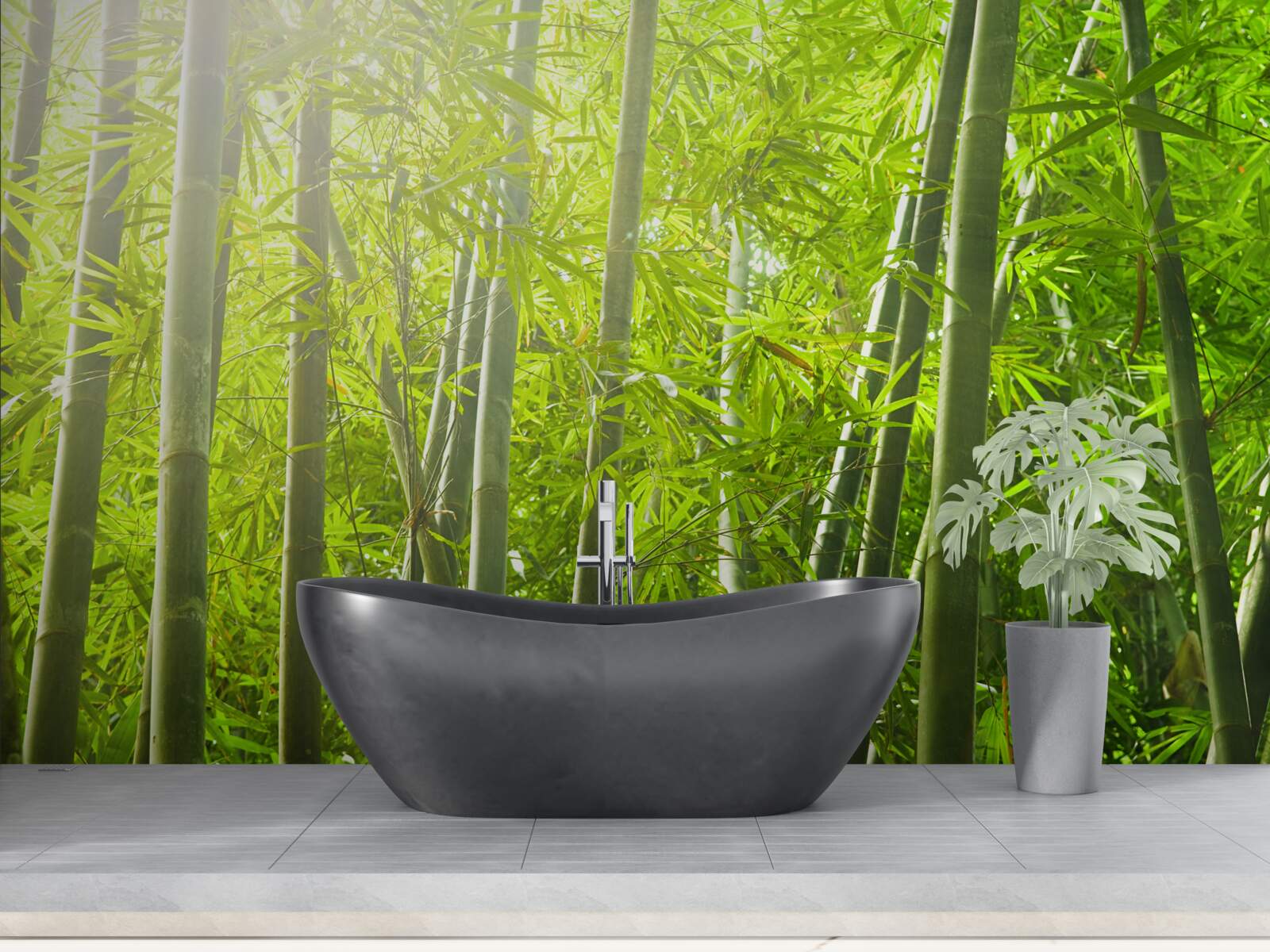 Fotobehang dichte bamboebossen