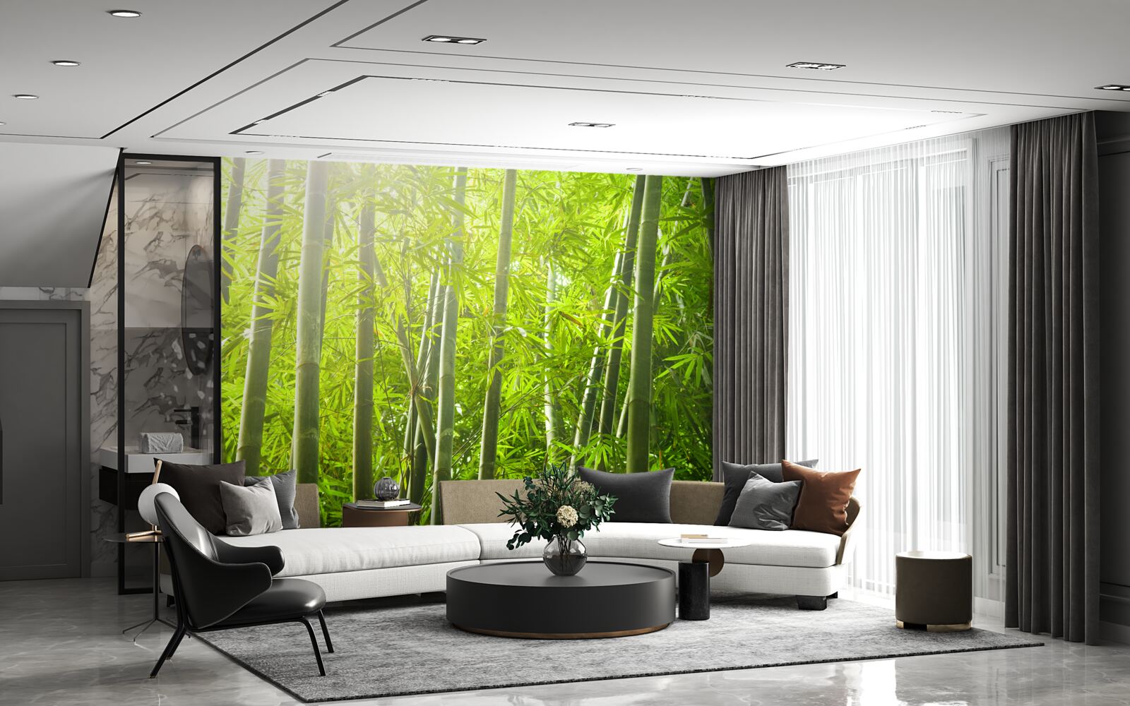 Fotobehang dichte bamboebossen