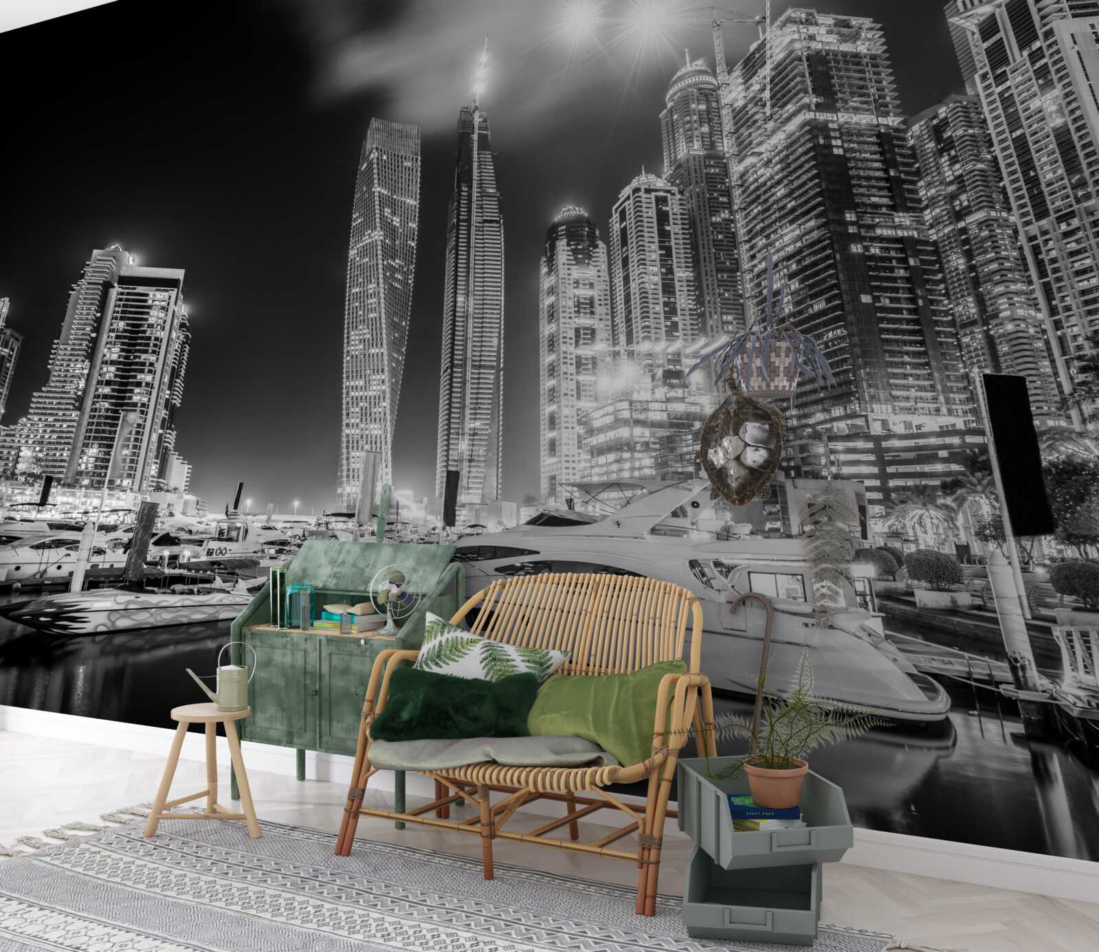 Fotobehang de stad in zwart-wit