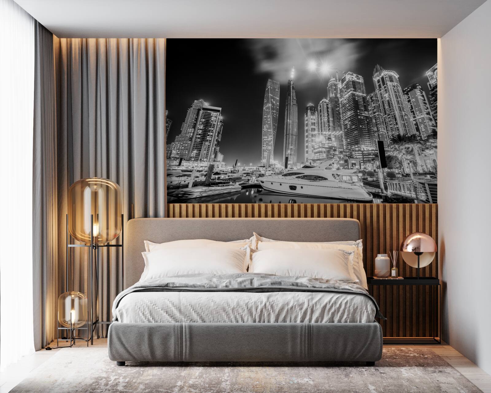 Fotobehang de stad in zwart-wit