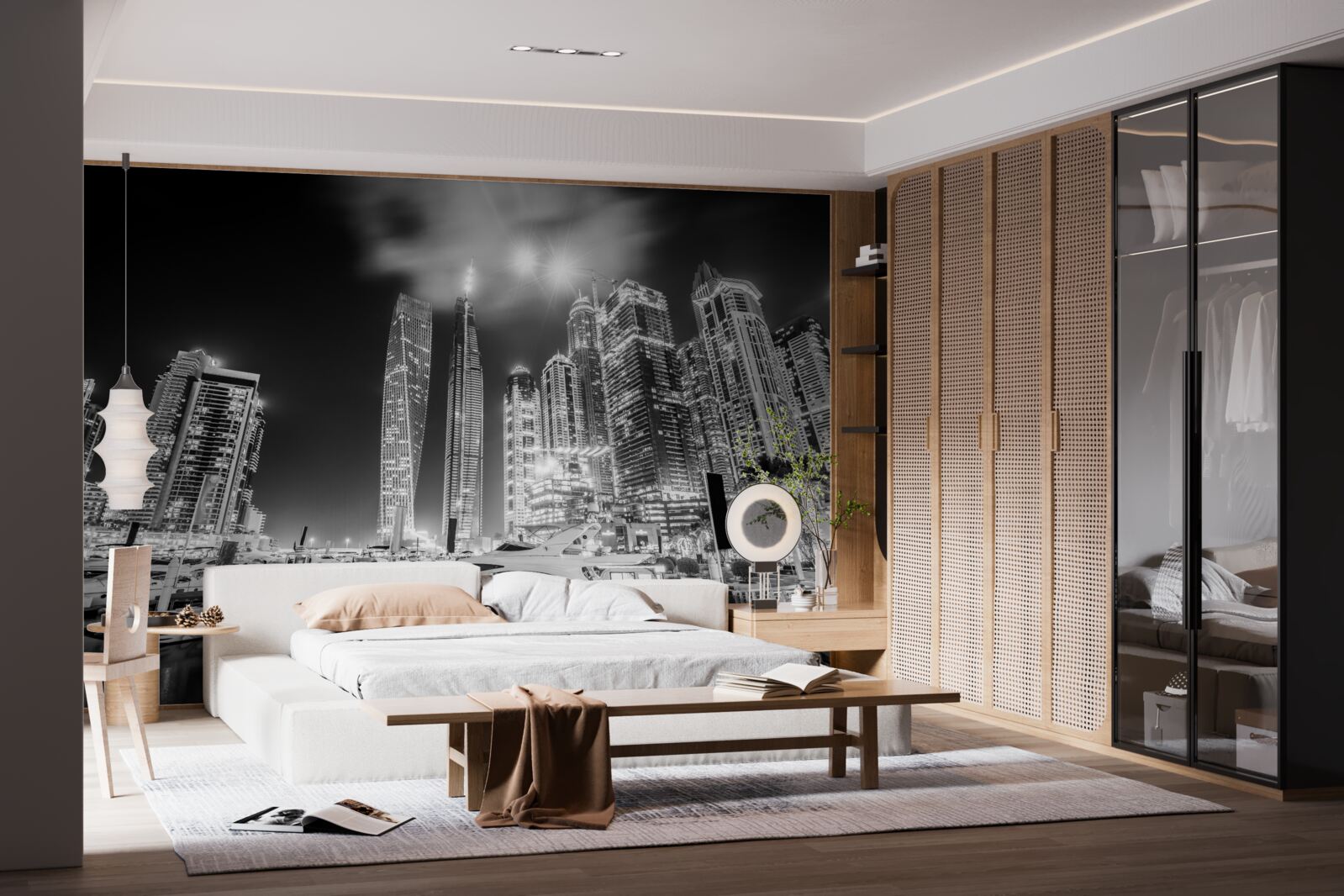 Fotobehang de stad in zwart-wit