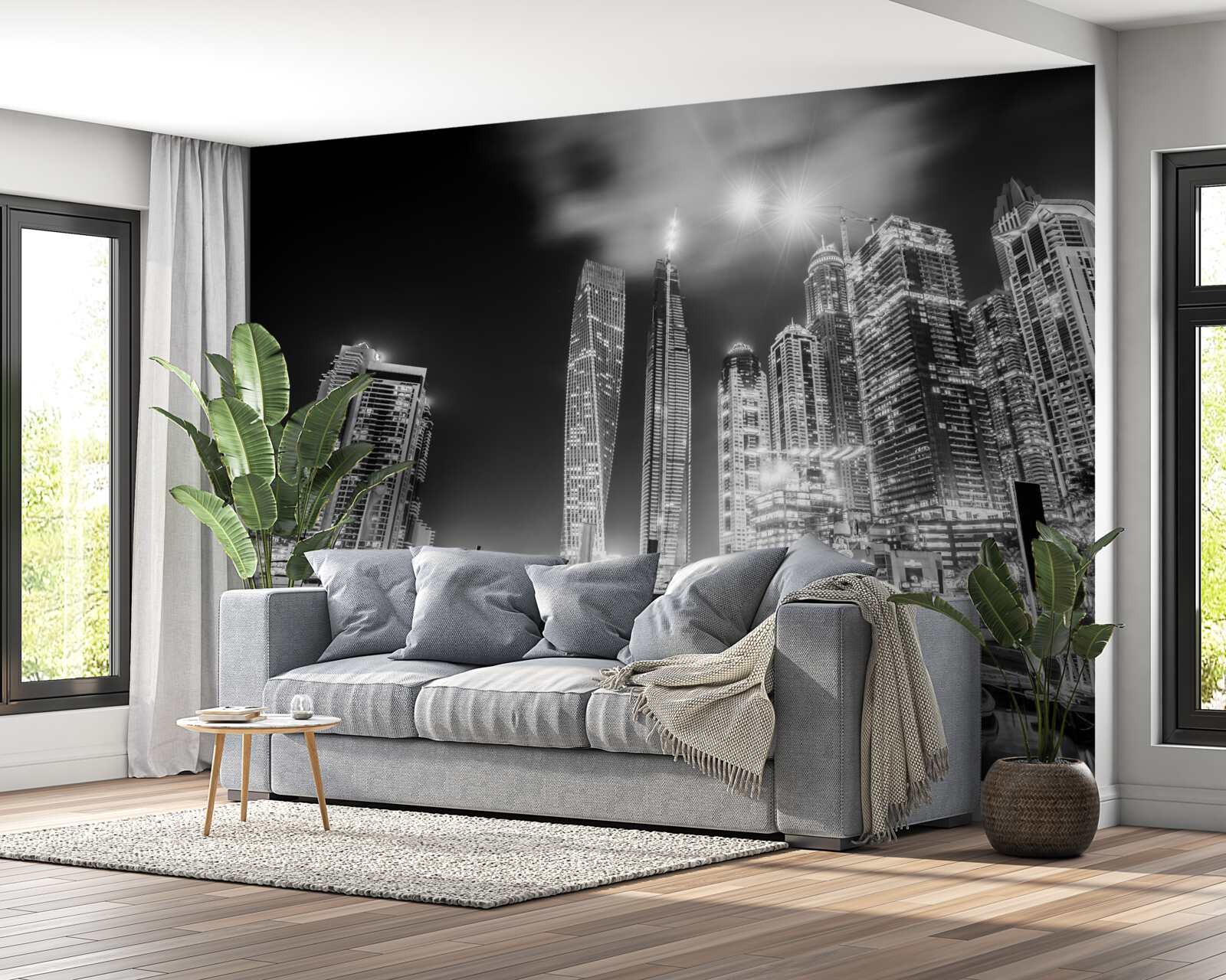 Fotobehang de stad in zwart-wit