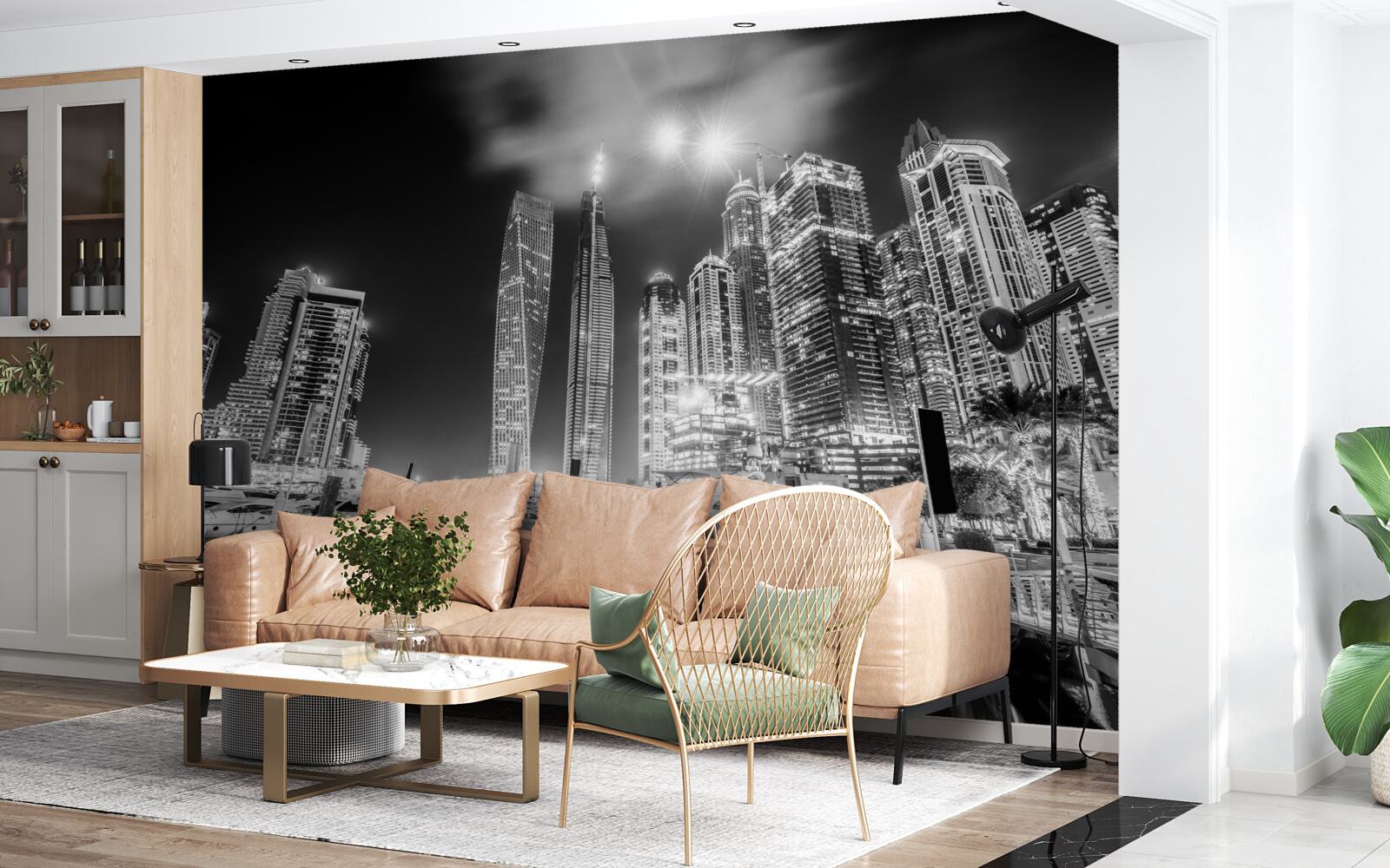 Fotobehang de stad in zwart-wit