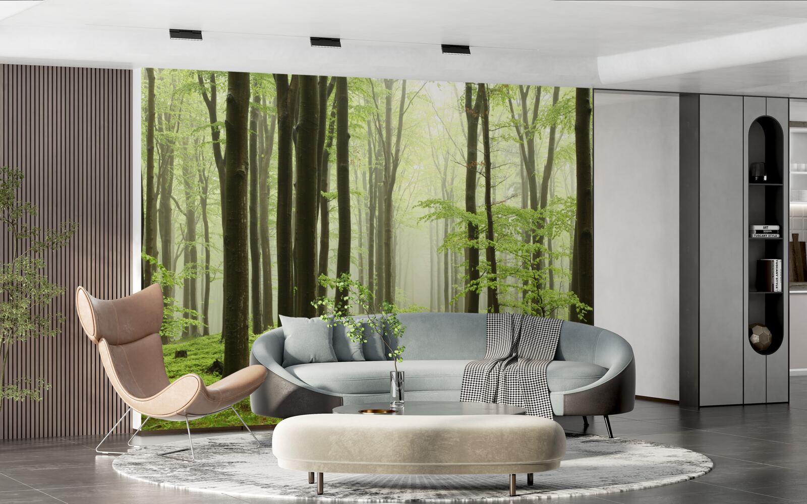 Fotobehang bomen in een dicht bos