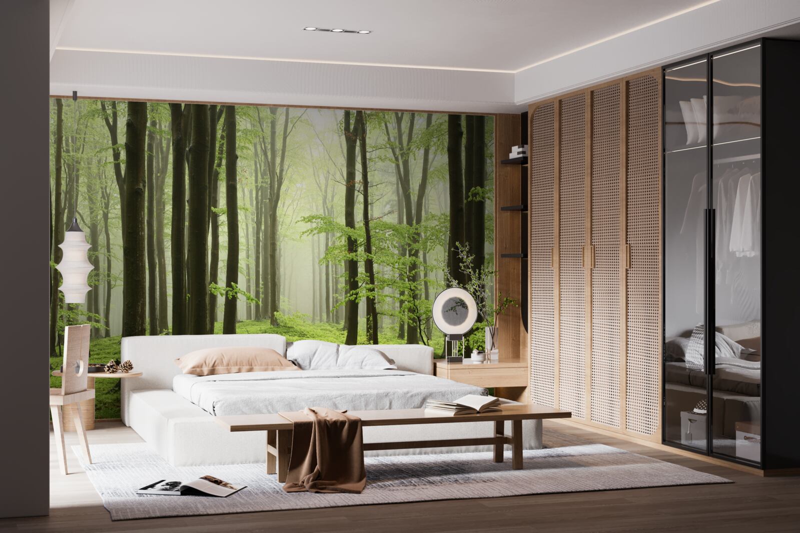 Fotobehang bomen in een dicht bos