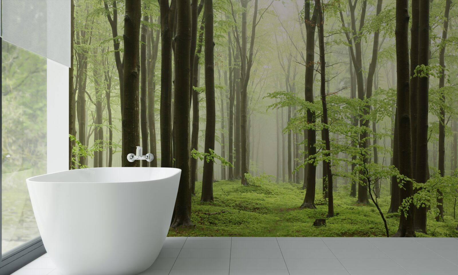 Fotobehang bomen in een dicht bos