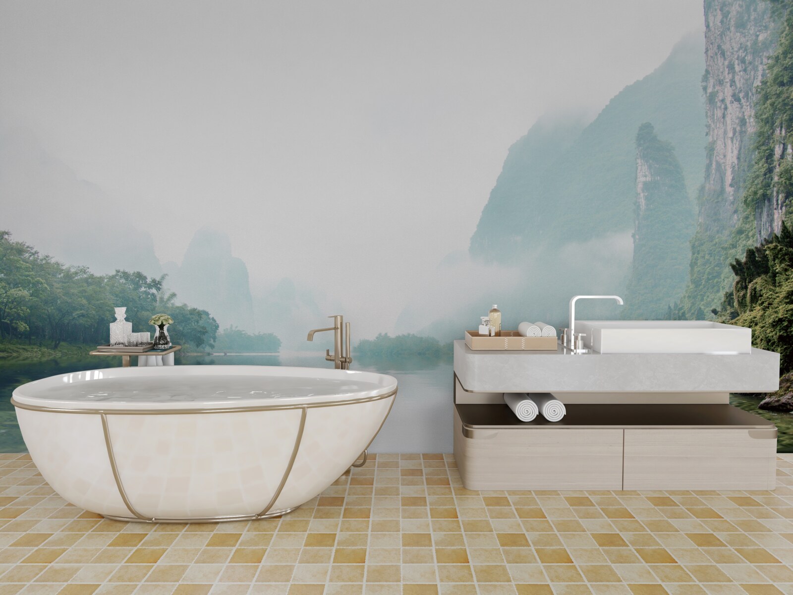 Fotobehang indrukwekkend rivierlandschap