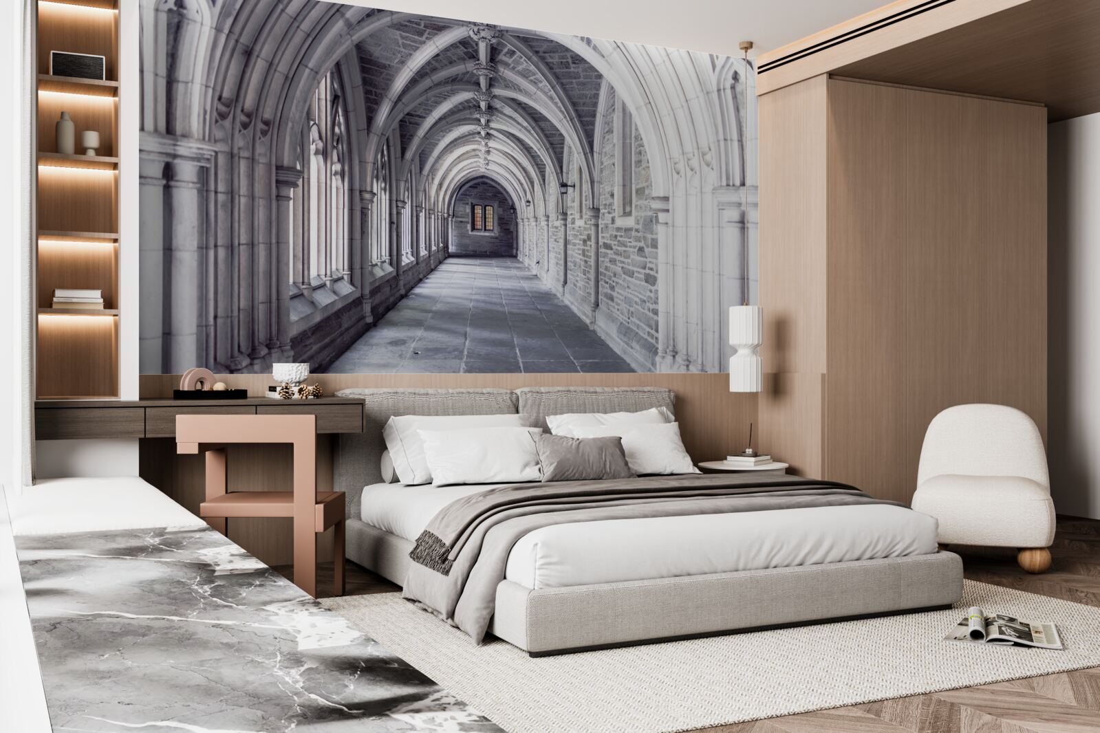 Fotobehang architecturale elementen van de loopbrug