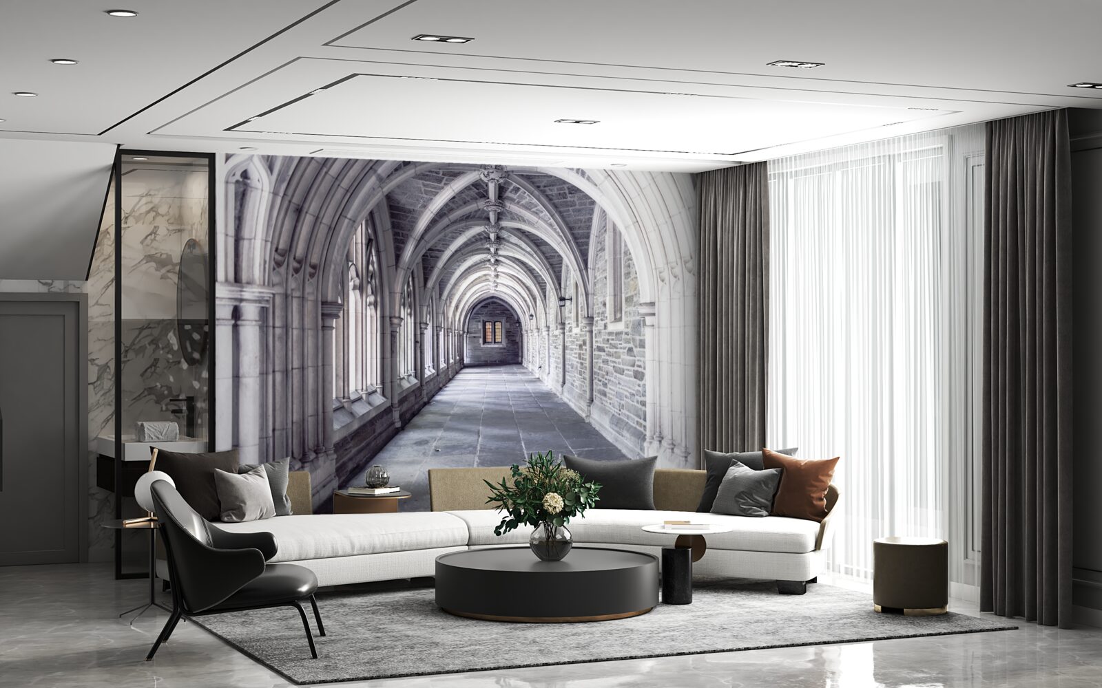 Fotobehang architecturale elementen van de loopbrug