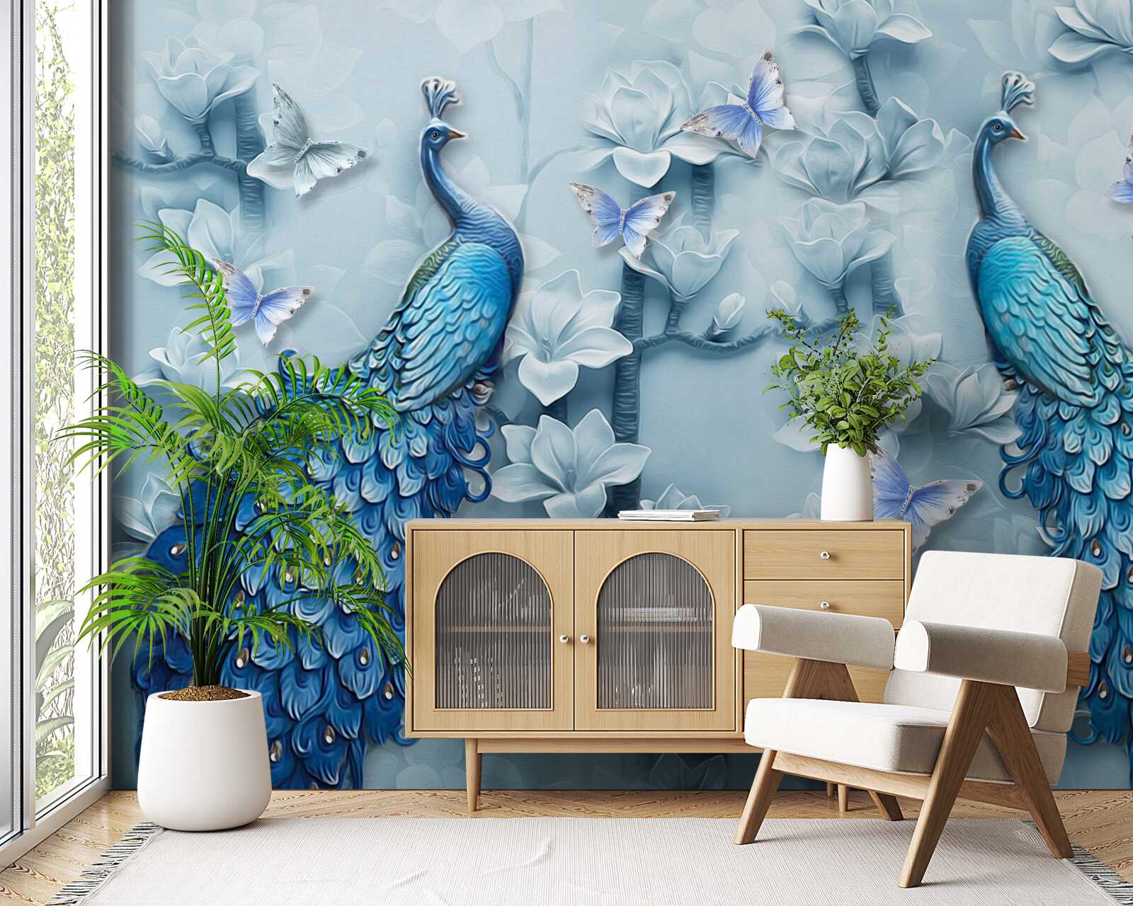 Fotobehang een paar prachtige pauwen