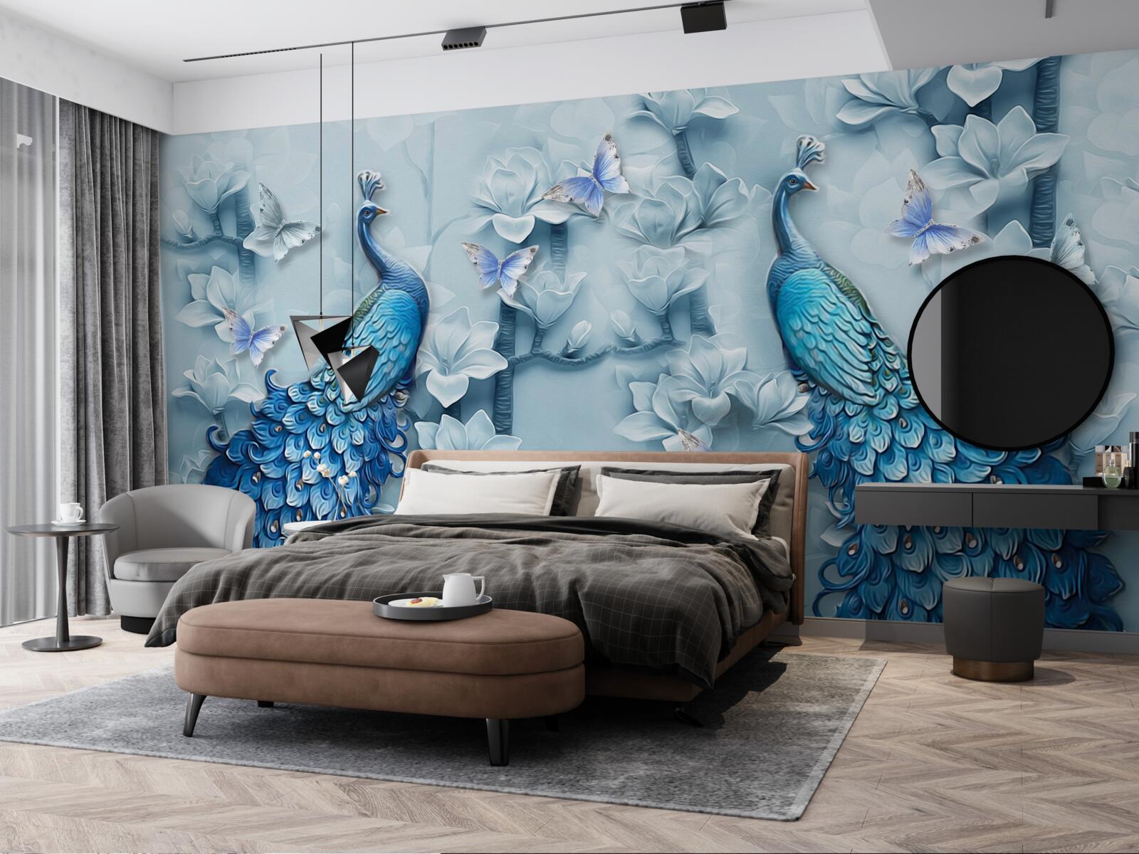 Fotobehang een paar prachtige pauwen