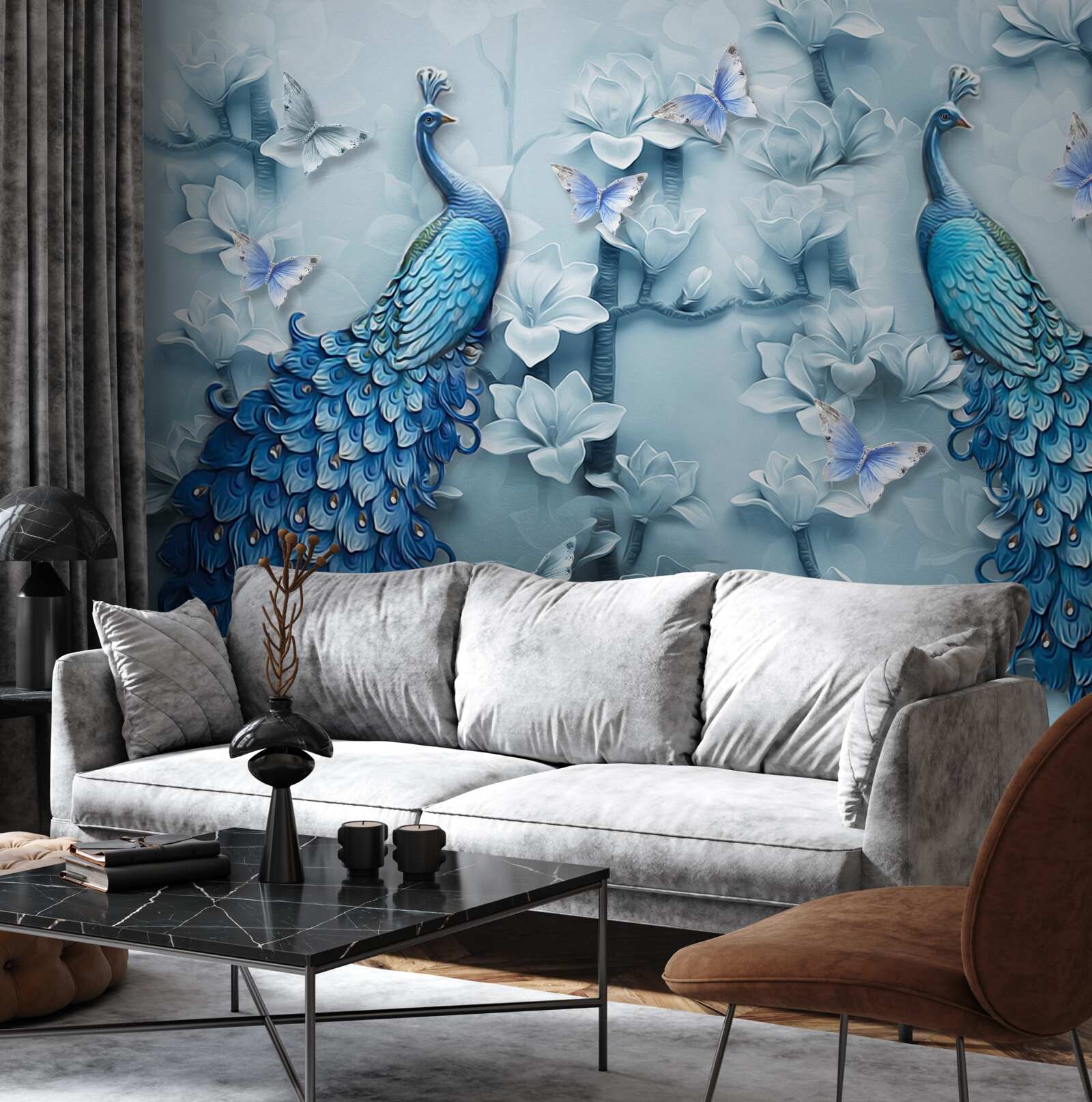 Fotobehang een paar prachtige pauwen