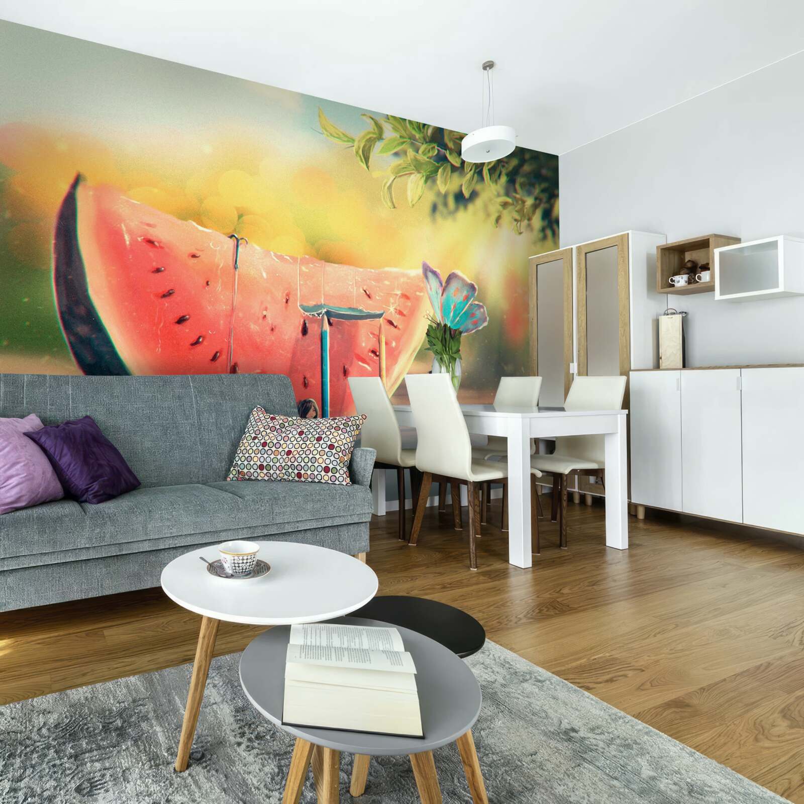 Fotobehang een groot stuk zoete watermeloen