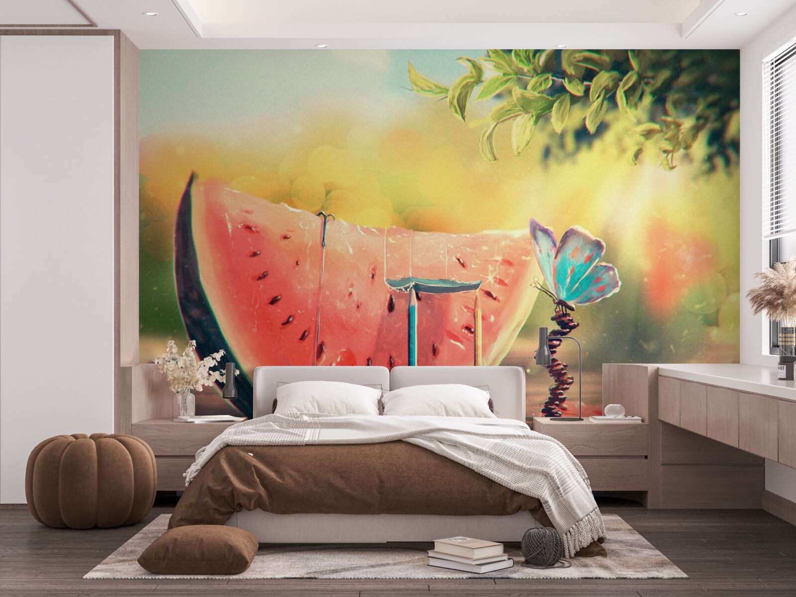 Fotobehang een groot stuk zoete watermeloen