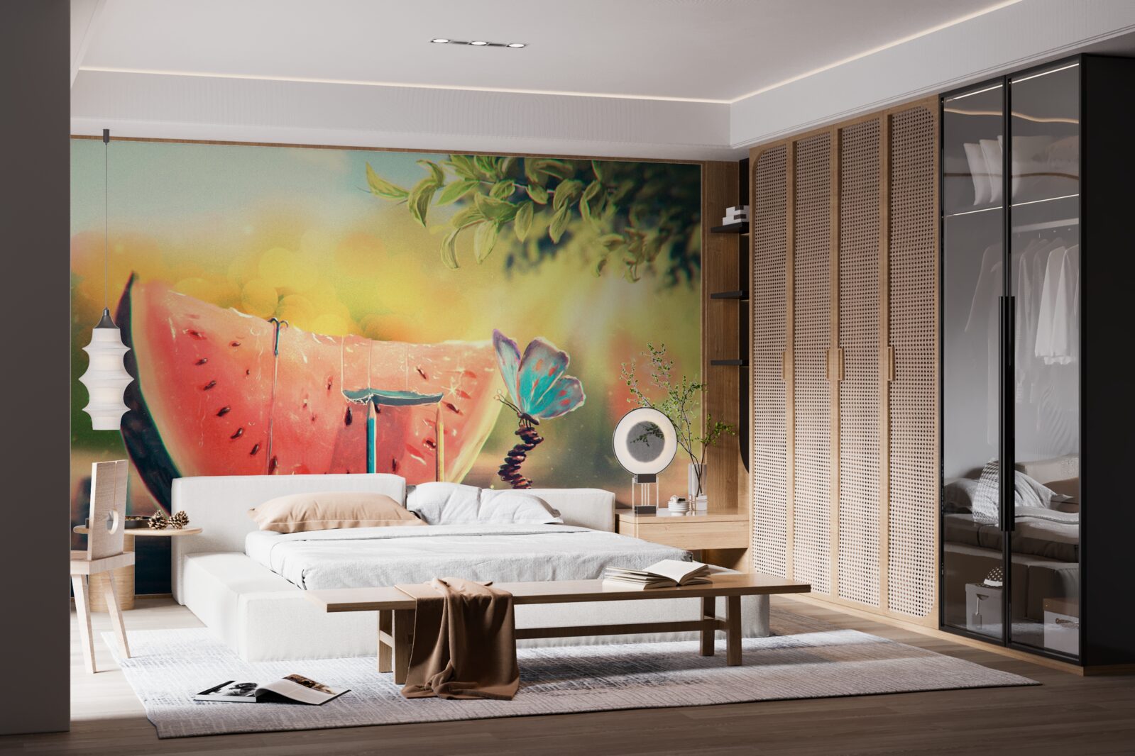 Fotobehang een groot stuk zoete watermeloen