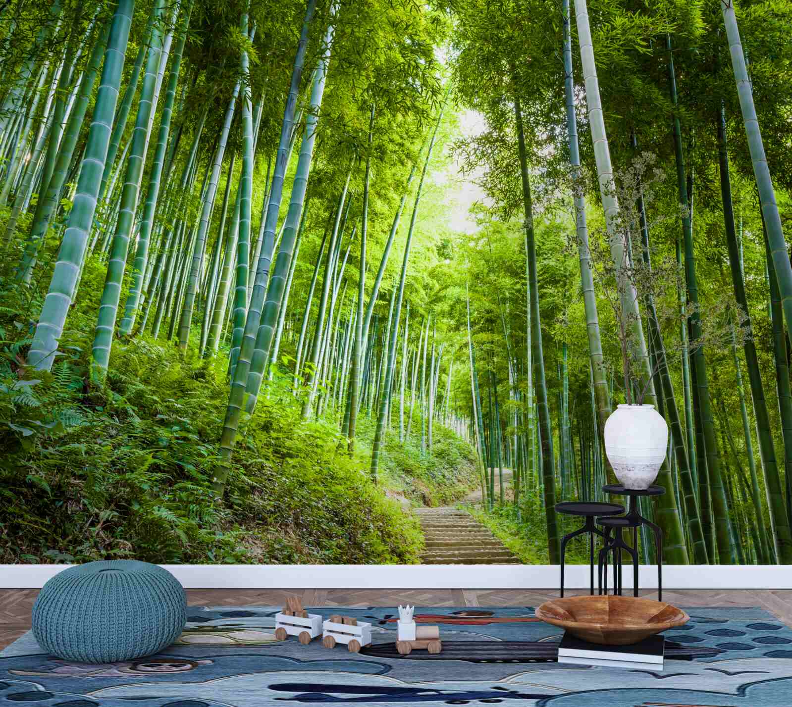 Fotobehang prachtig weelderig smaragdgroen bos