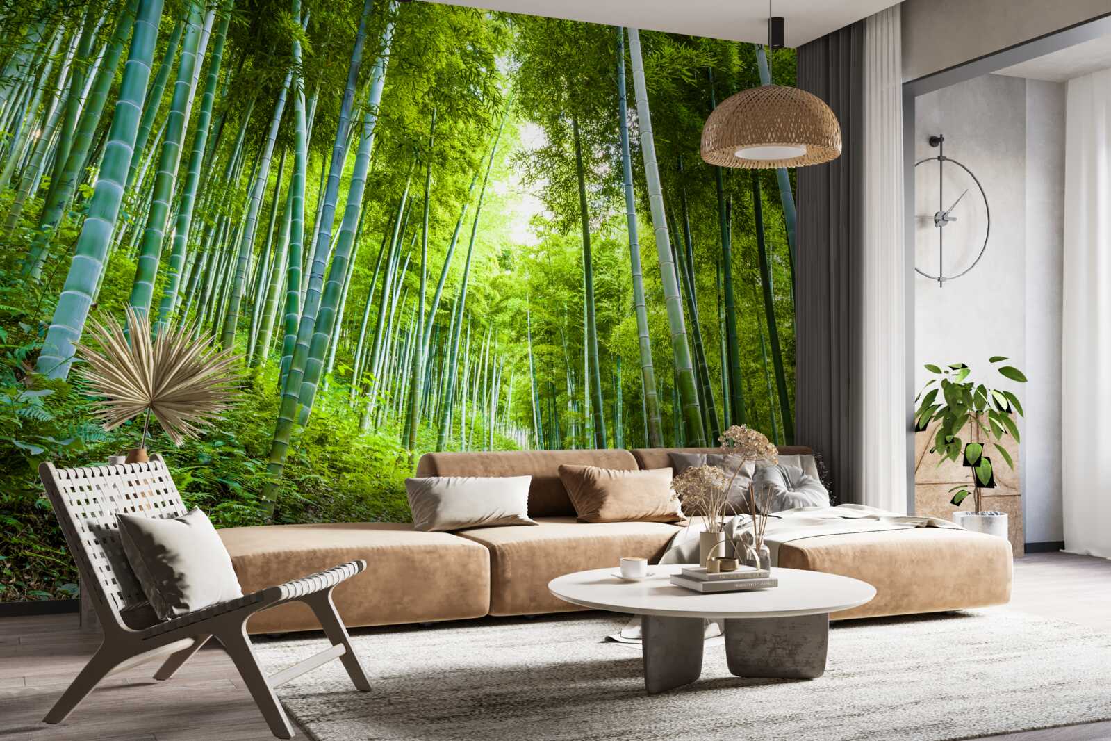 Fotobehang prachtig weelderig smaragdgroen bos