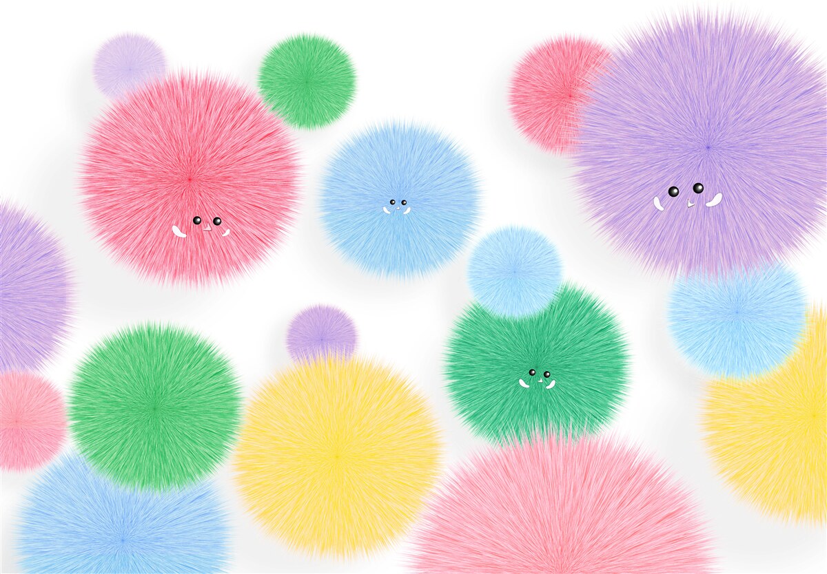 Fotobehang ballen met gezichten in verschillende kleuren