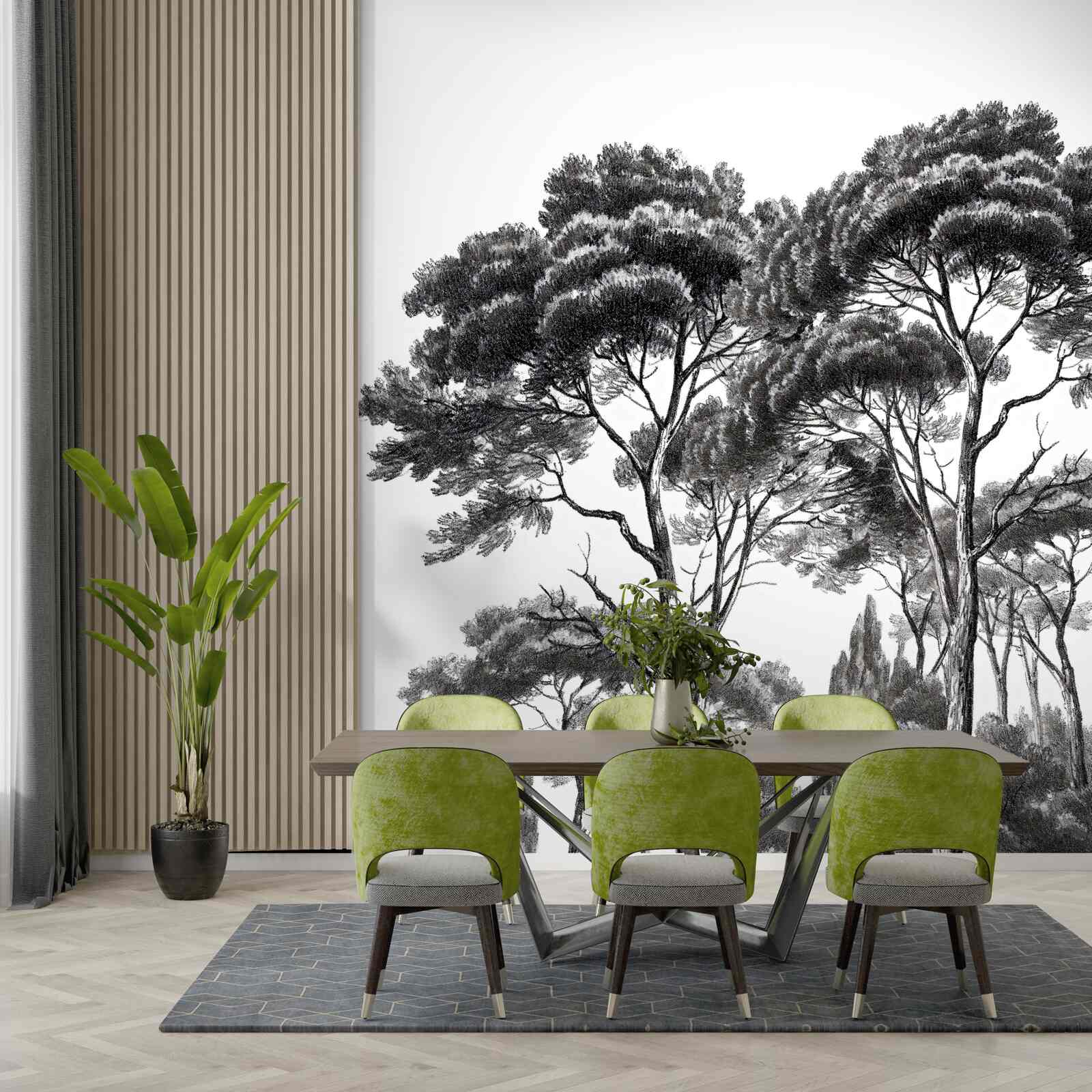 Fotobehang pijnbomen uit italie