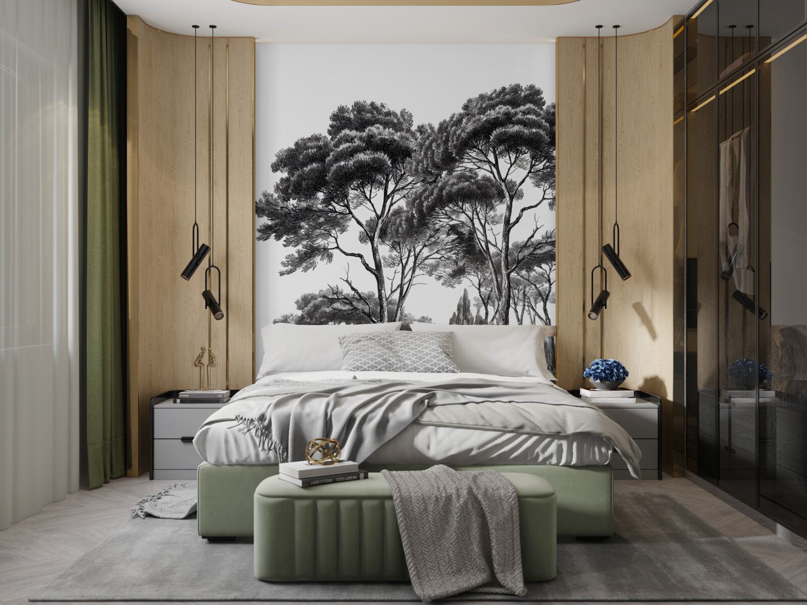 Fotobehang pijnbomen uit italie