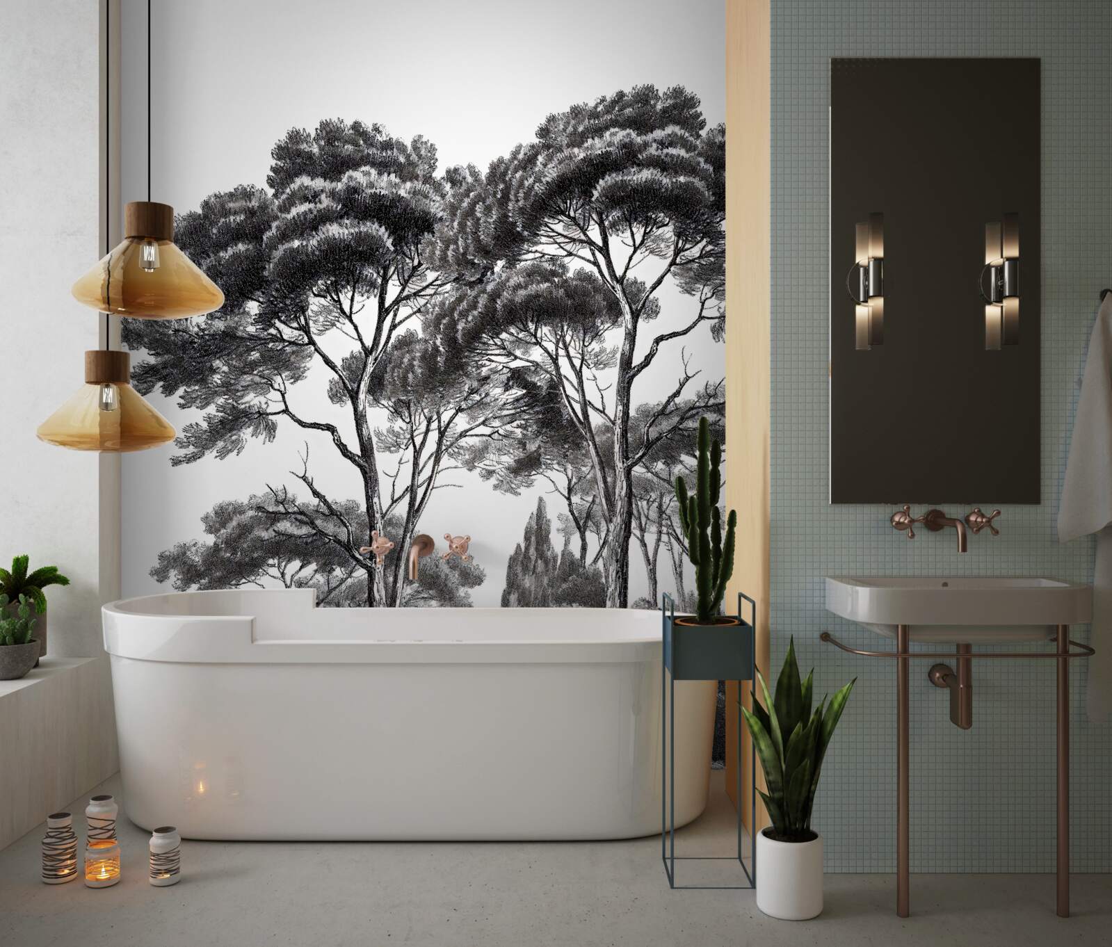 Fotobehang pijnbomen uit italie