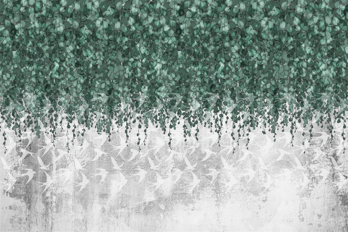 Fotobehang overvloedige, groene, hangende takken