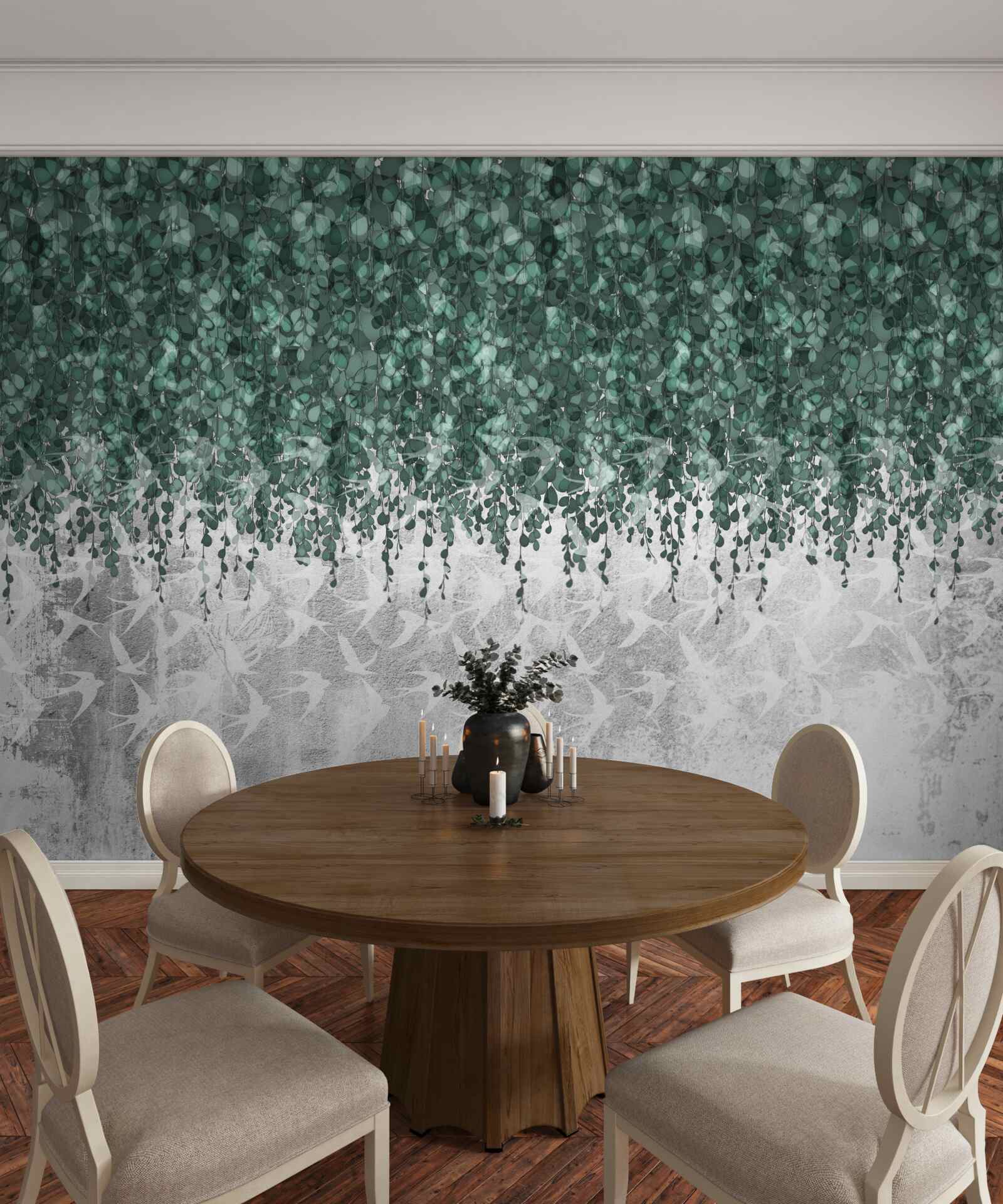 Fotobehang overvloedige, groene, hangende takken