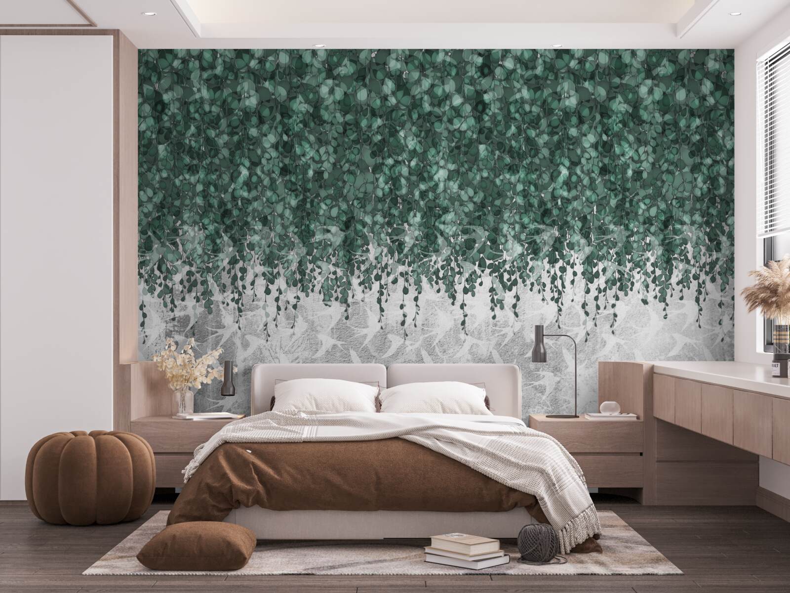 Fotobehang overvloedige, groene, hangende takken