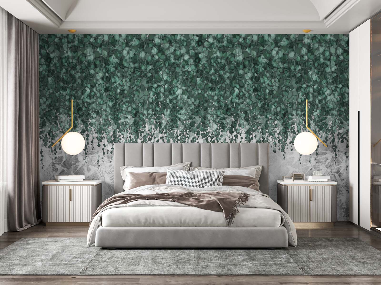 Fotobehang overvloedige, groene, hangende takken