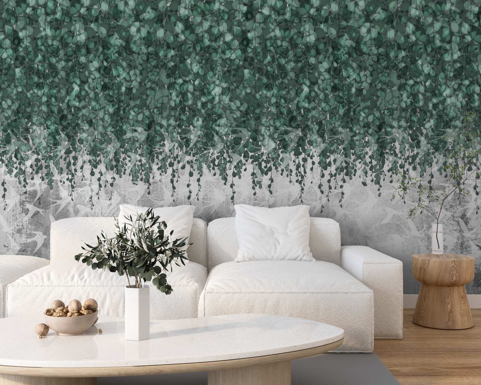 Fotobehang overvloedige, groene, hangende takken