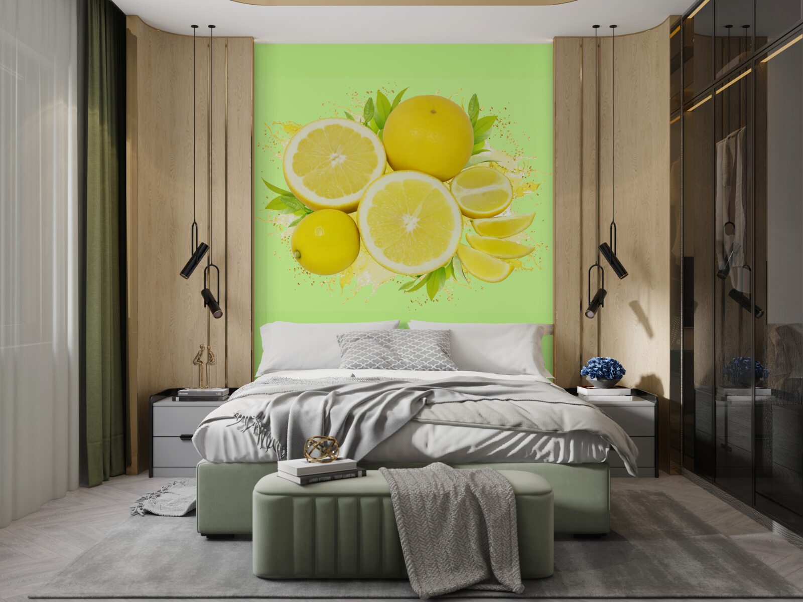 Fotobehang gele zonnige citroenen