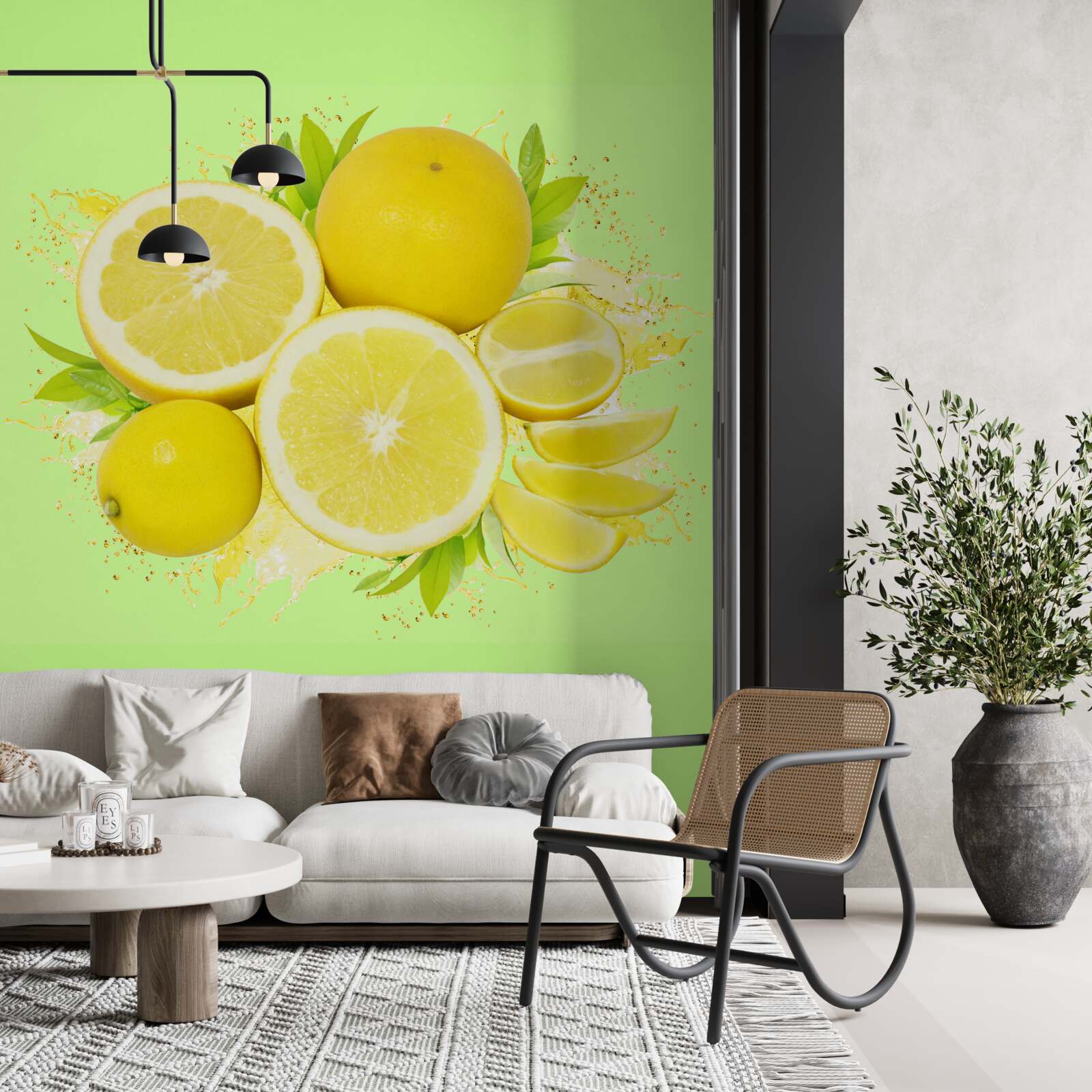 Fotobehang gele zonnige citroenen