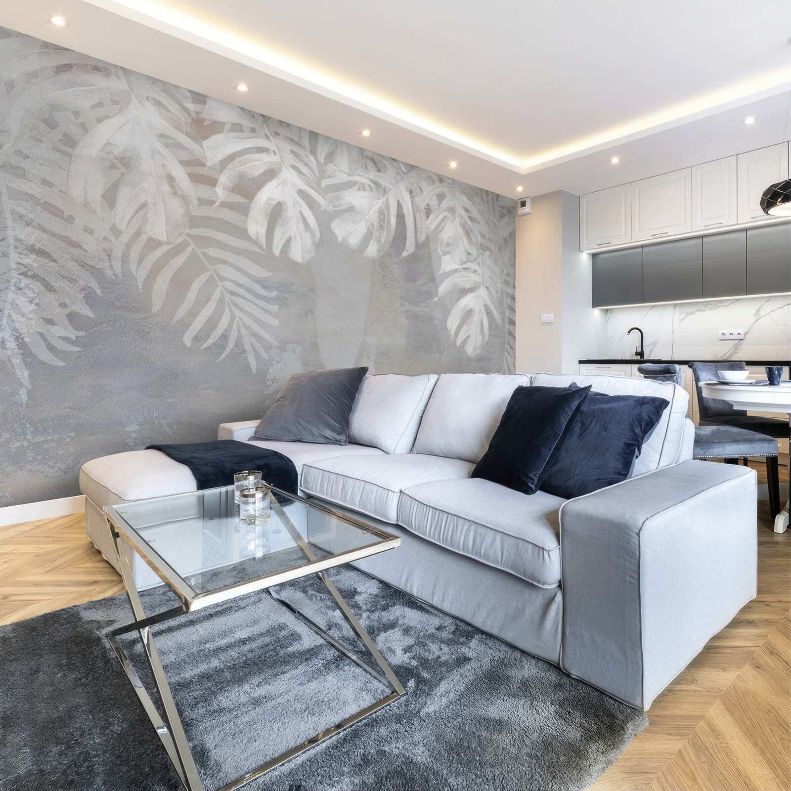 Fotobehang witte palmbladeren