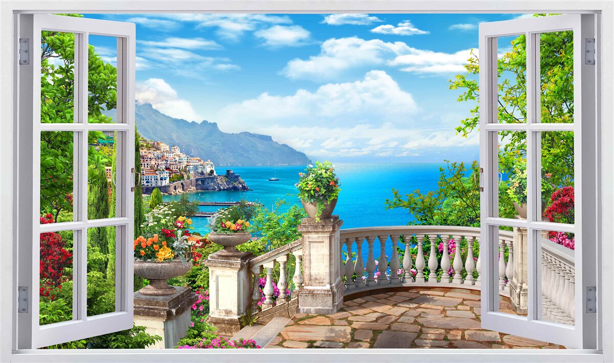 Fotobehang bosflat met veranda