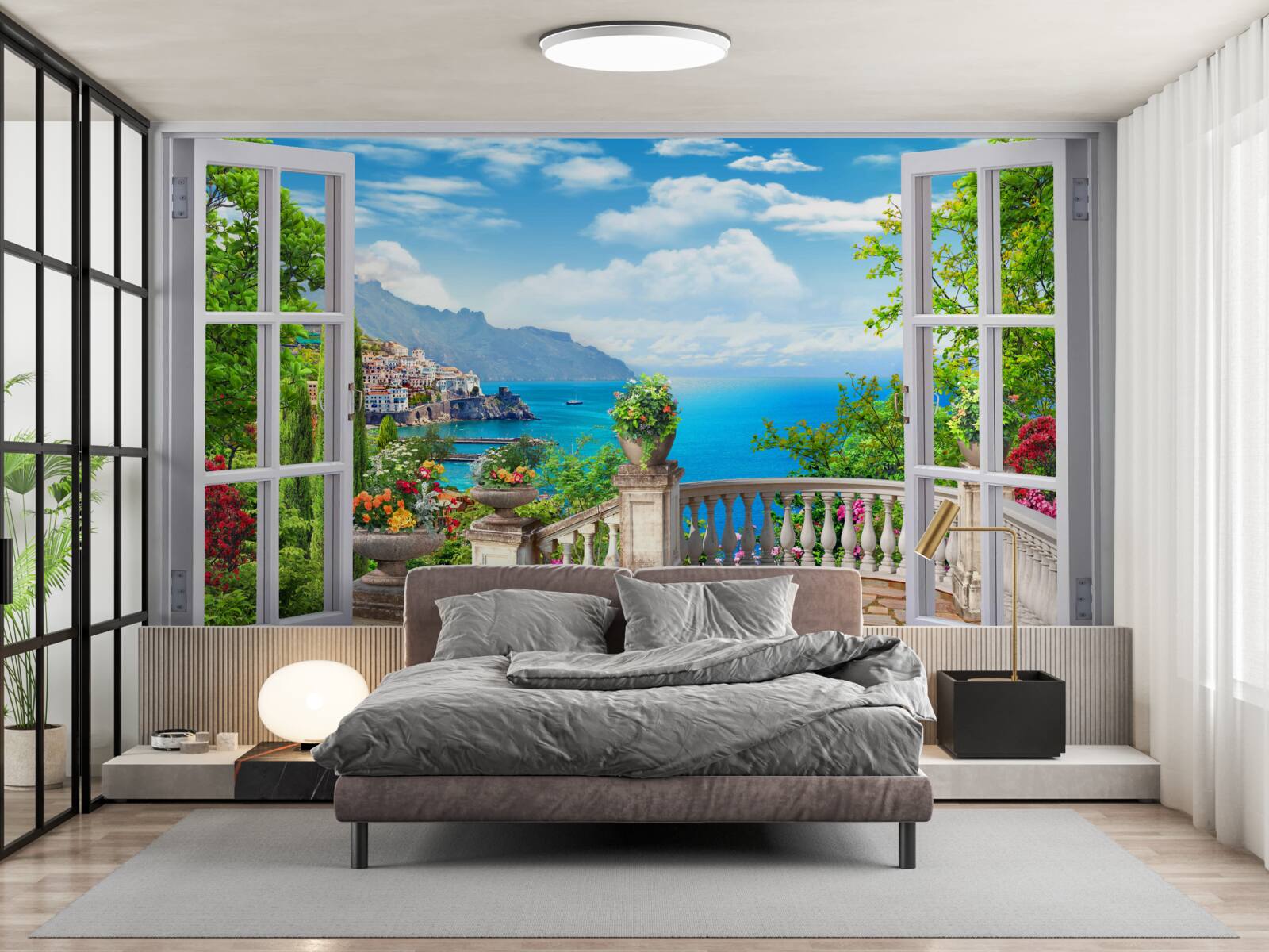 Fotobehang bosflat met veranda