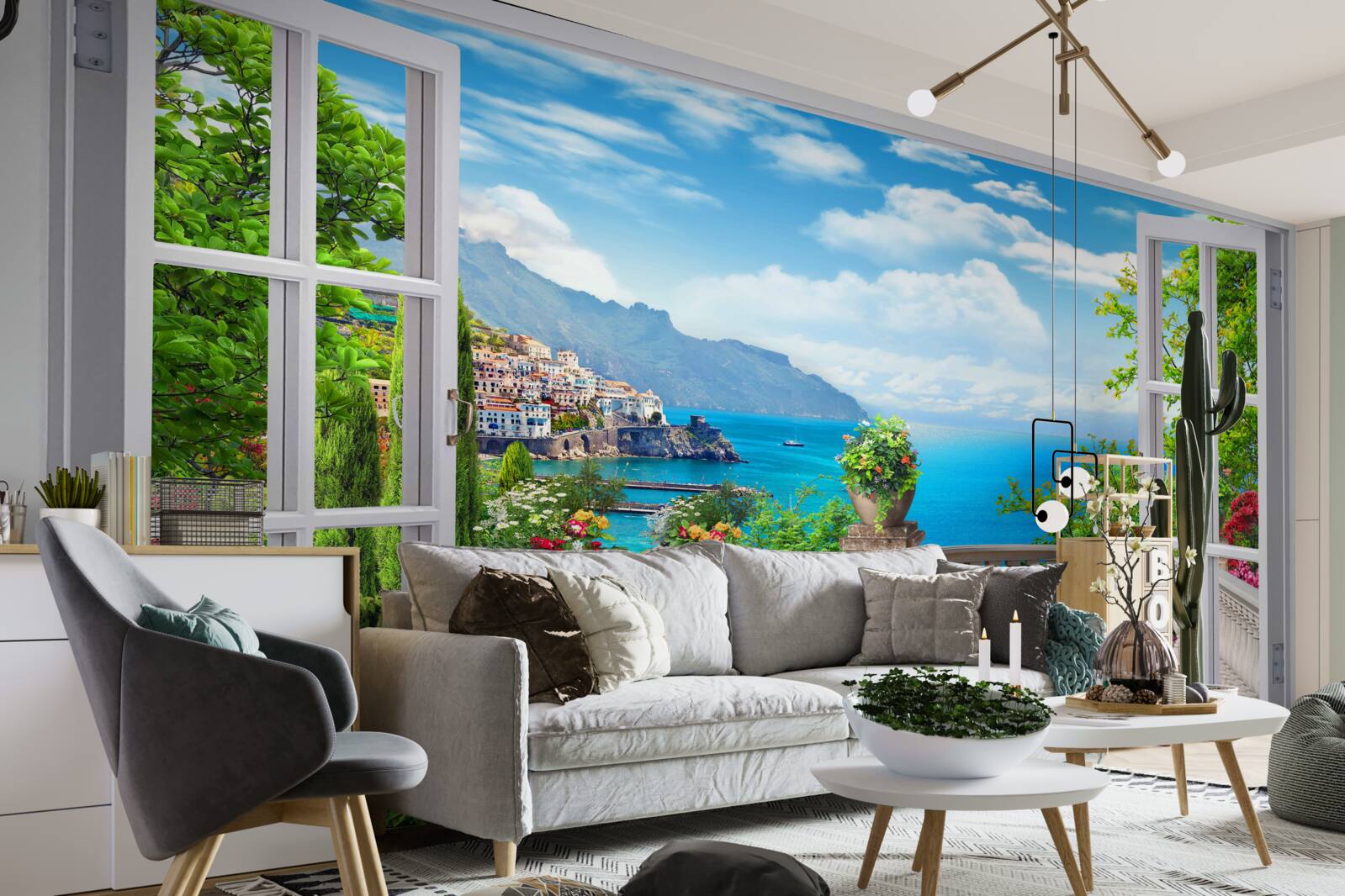 Fotobehang bosflat met veranda