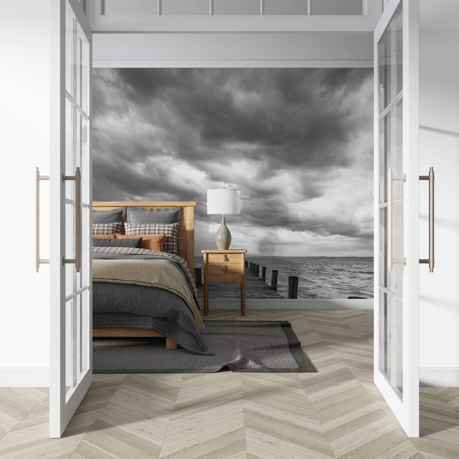 Fotobehang drijvende brug naar zee