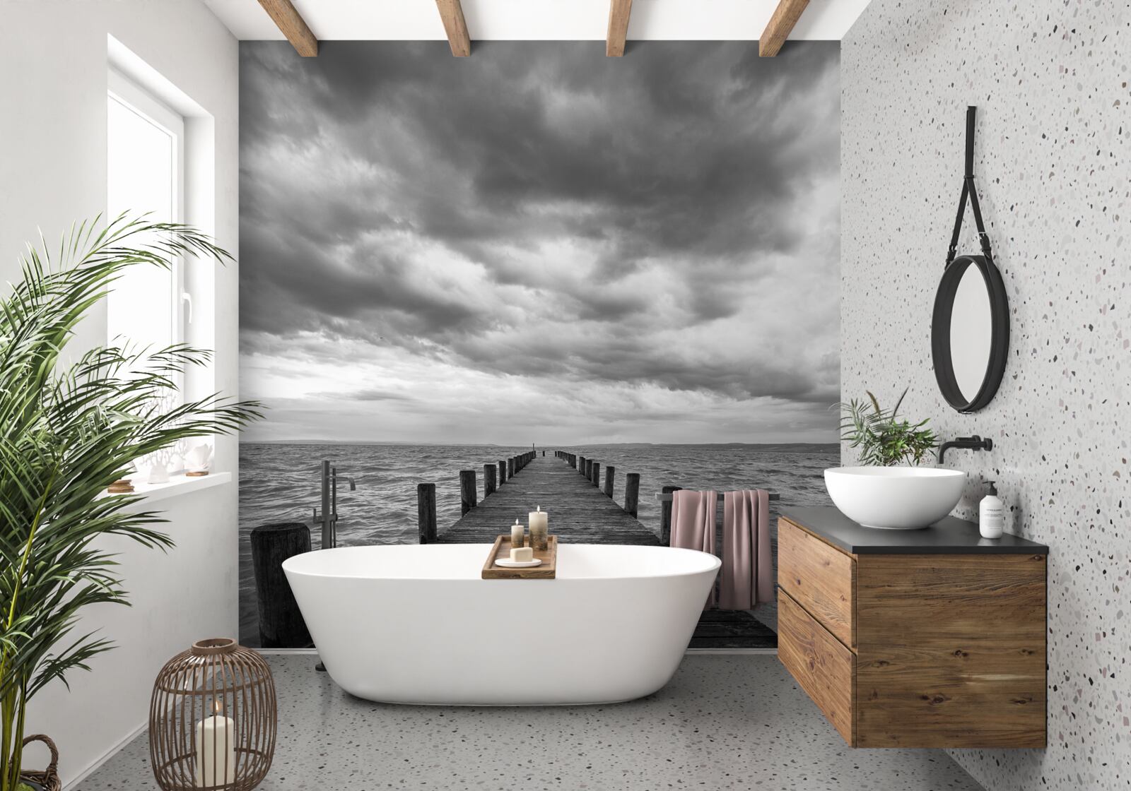 Fotobehang drijvende brug naar zee