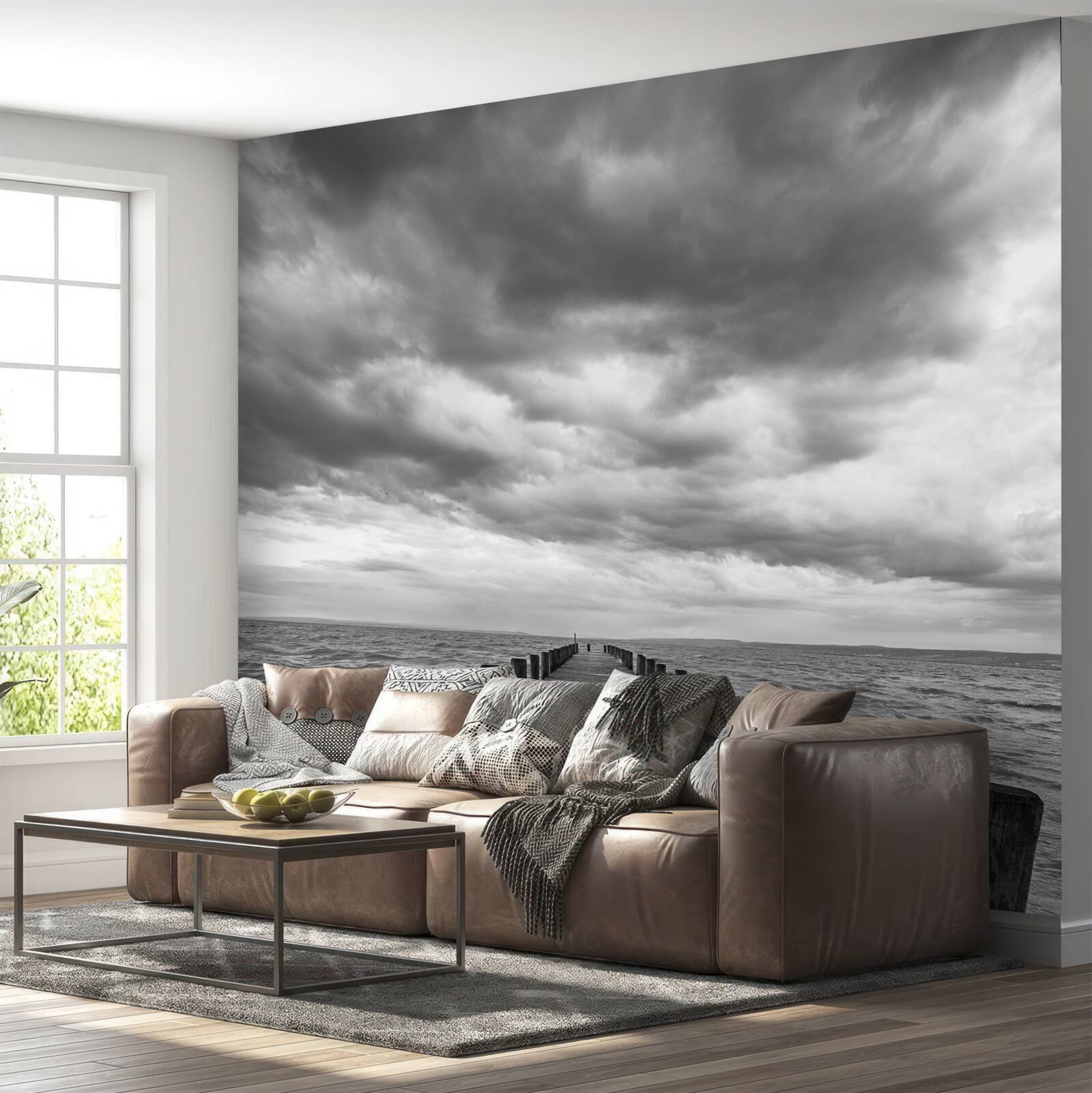 Fotobehang drijvende brug naar zee